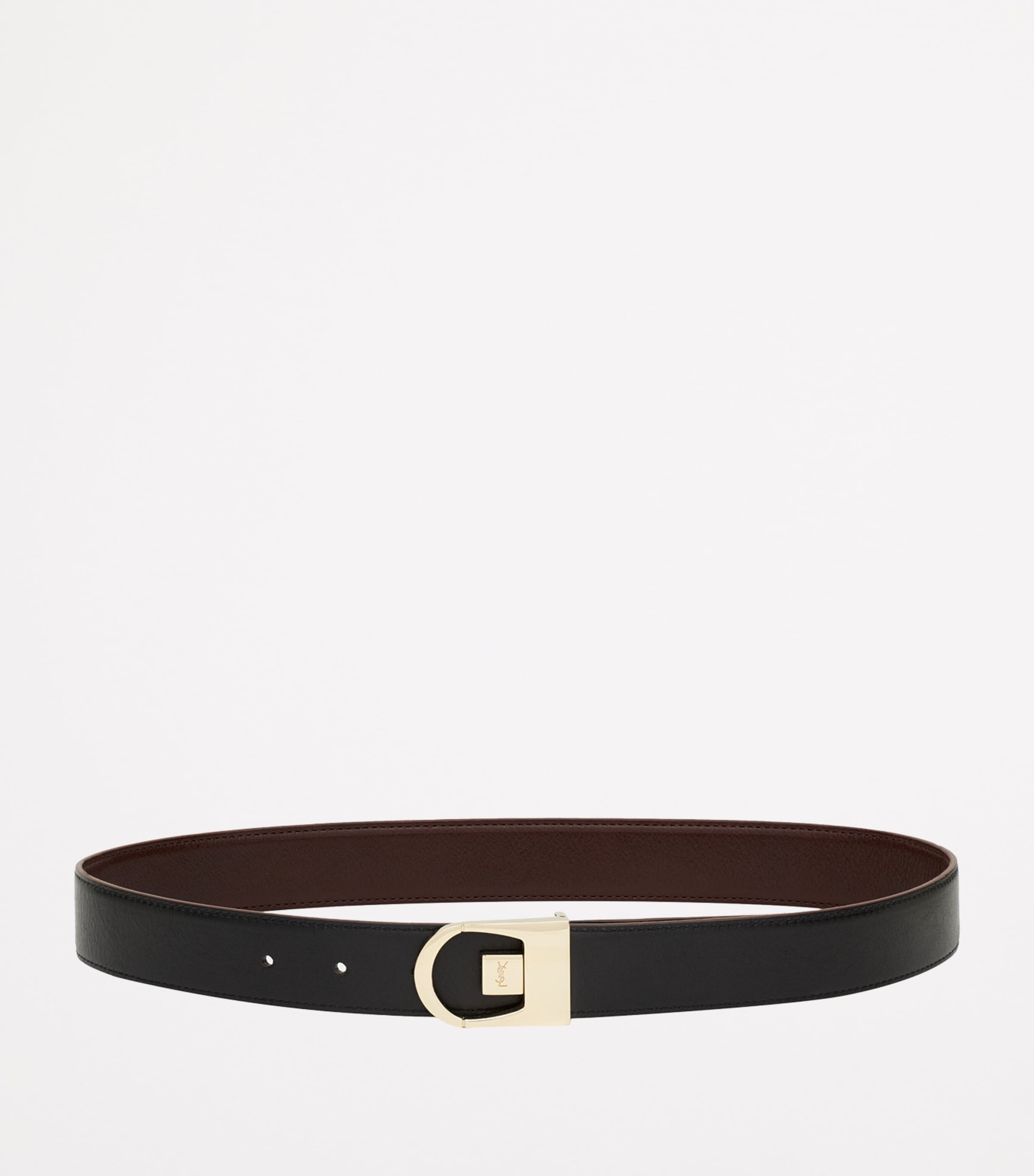 Saint Laurent Black Calfskin Reversible Belt