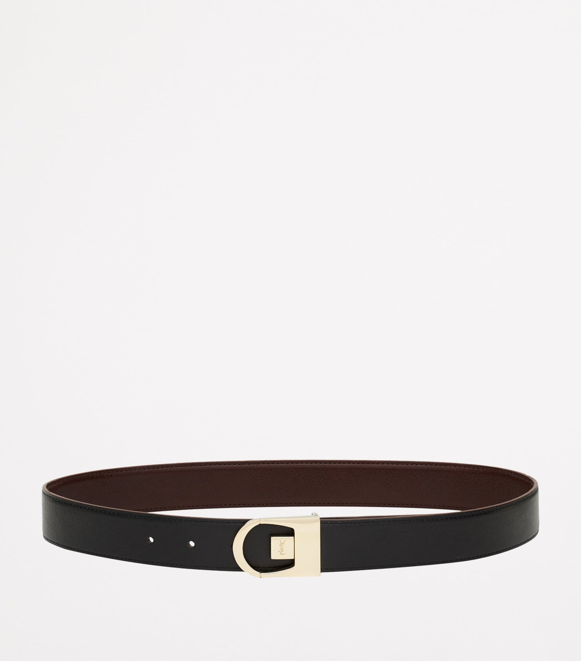Saint Laurent Black Calfskin Reversible Belt