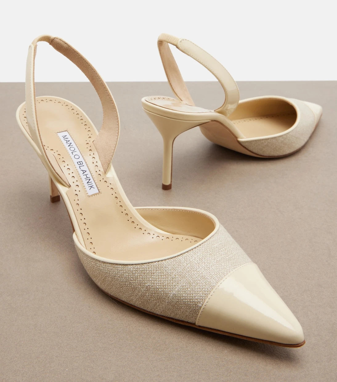 Manolo Blahnik - Capsli leather-trimmed slingback pumps