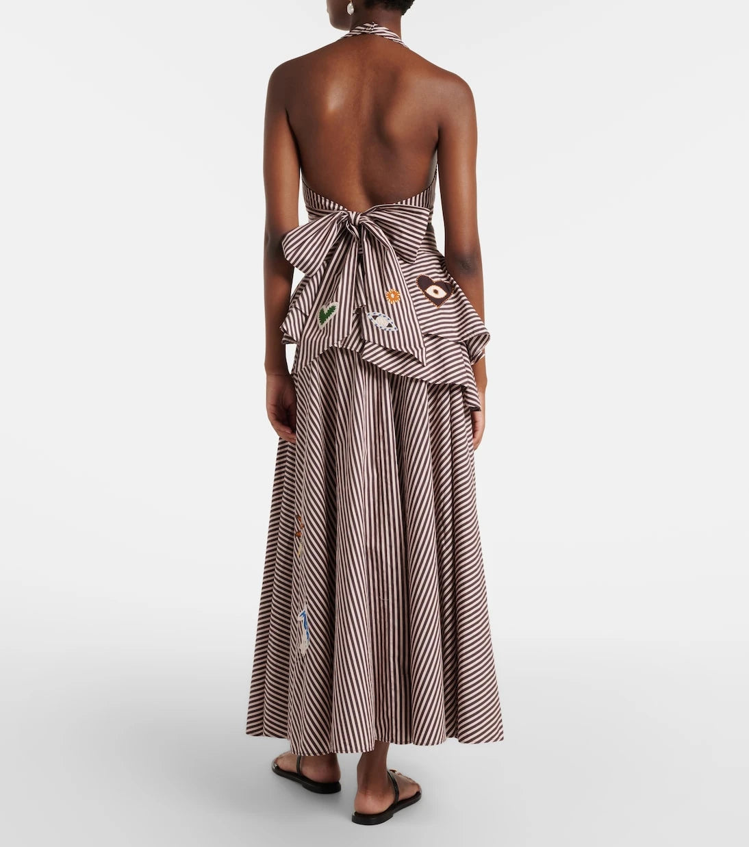 Alémais - Sirocco embroidered striped cotton maxi skirt