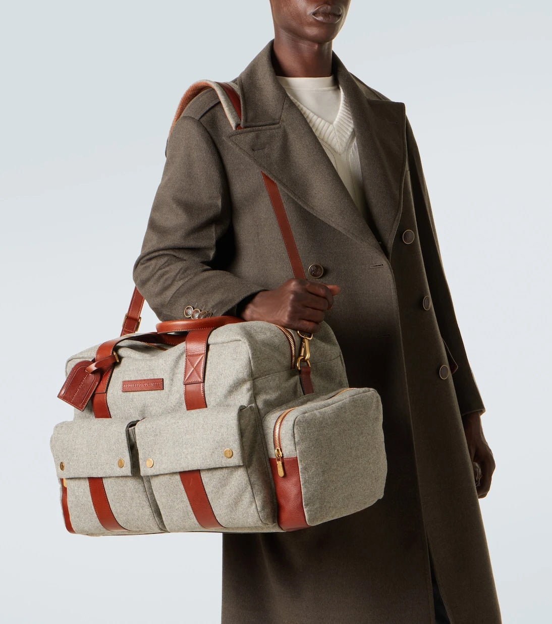 Brunello Cucinelli - Leather-trimmed duffel bag