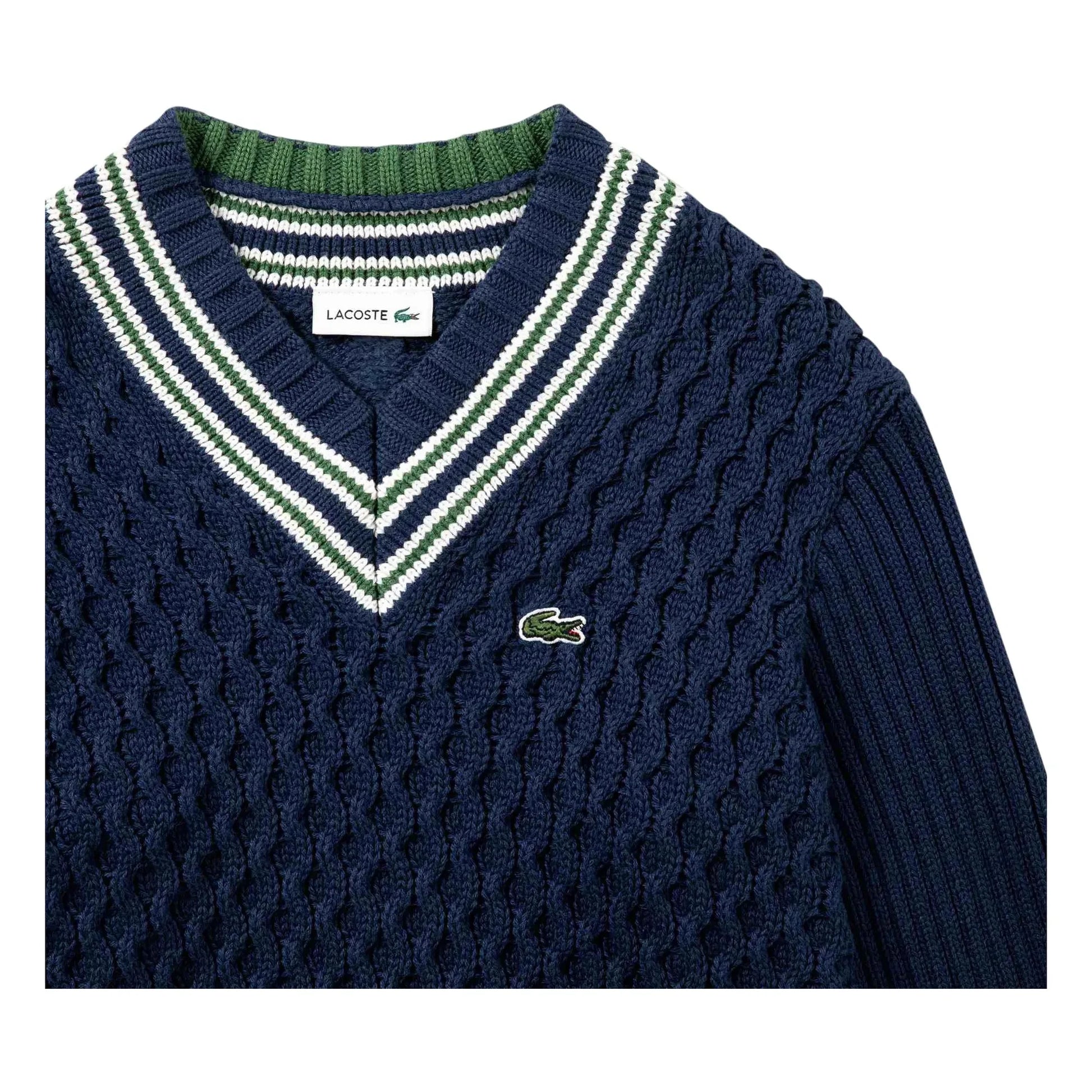 Lacoste - Organic cotton cable knit sweater | Navy blue