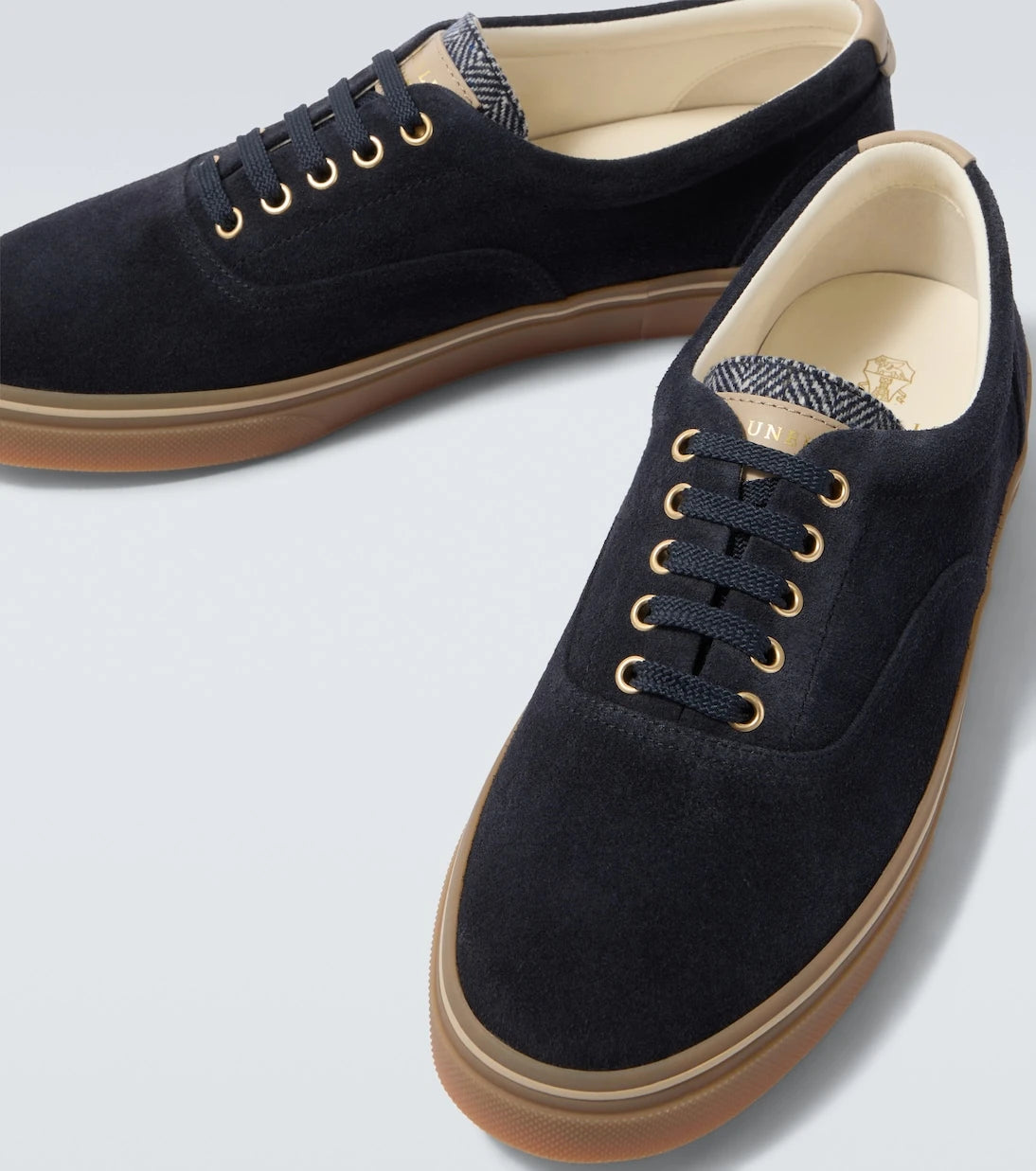 Brunello Cucinelli - Leather-trimmed suede sneakers