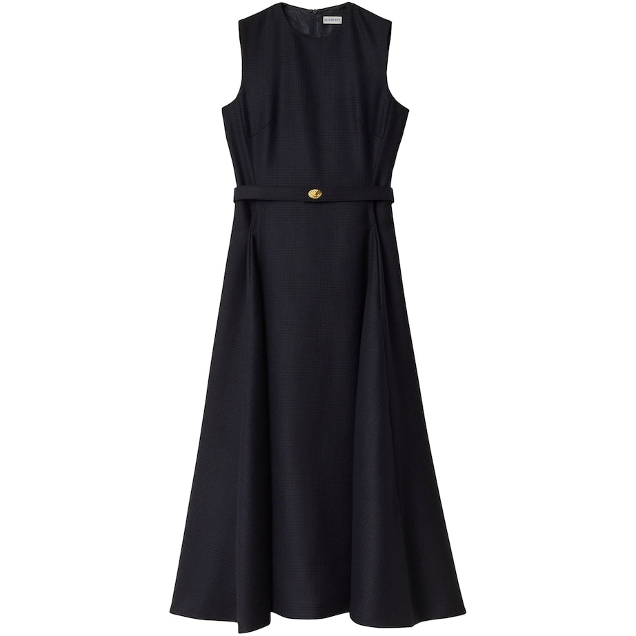 Burberry Wool Check Midi Dress TARMAC G/DK PEWTER G