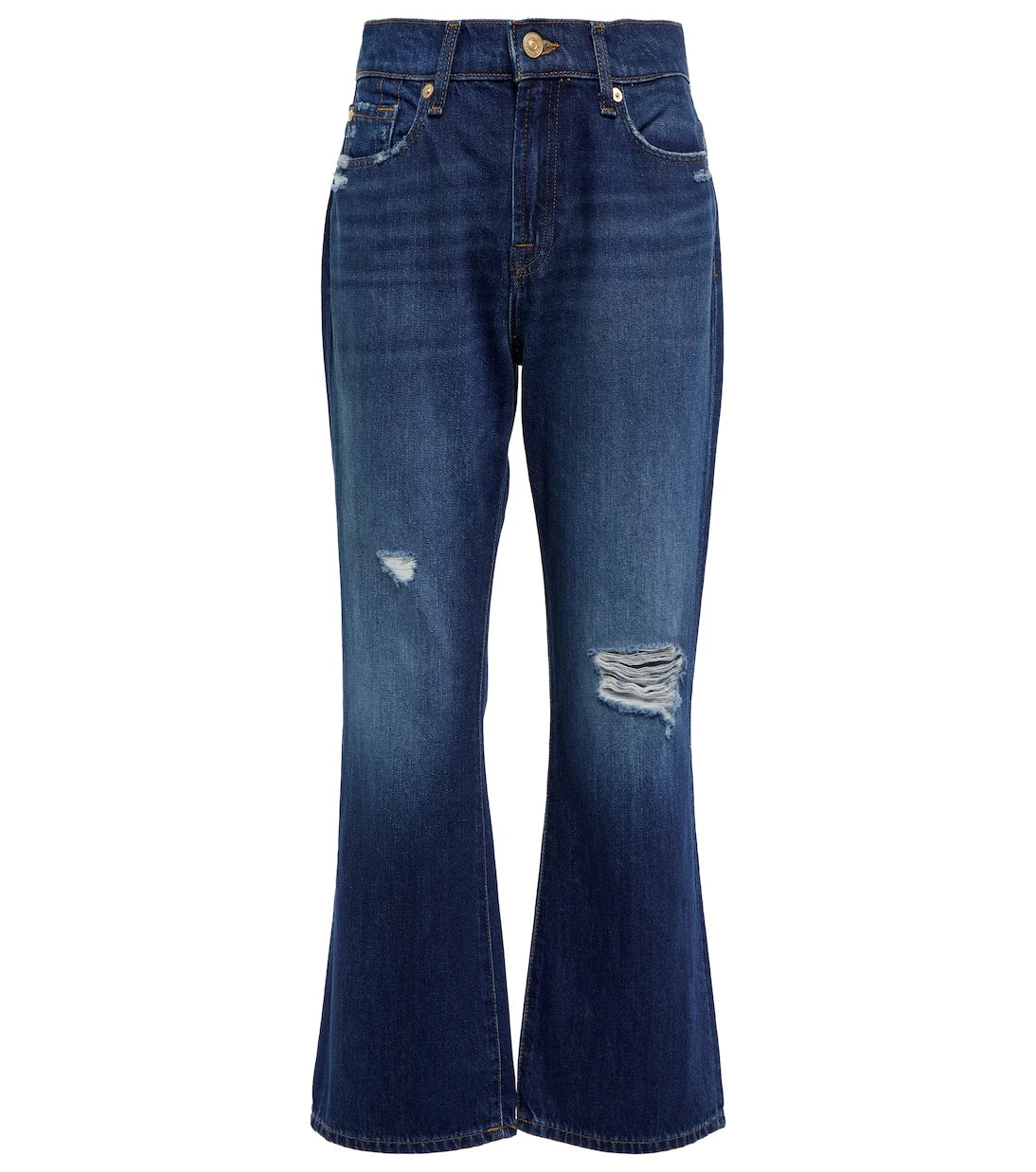 7 For All Mankind - بنطلون جينز رايلي الكاحل بقصة عالية