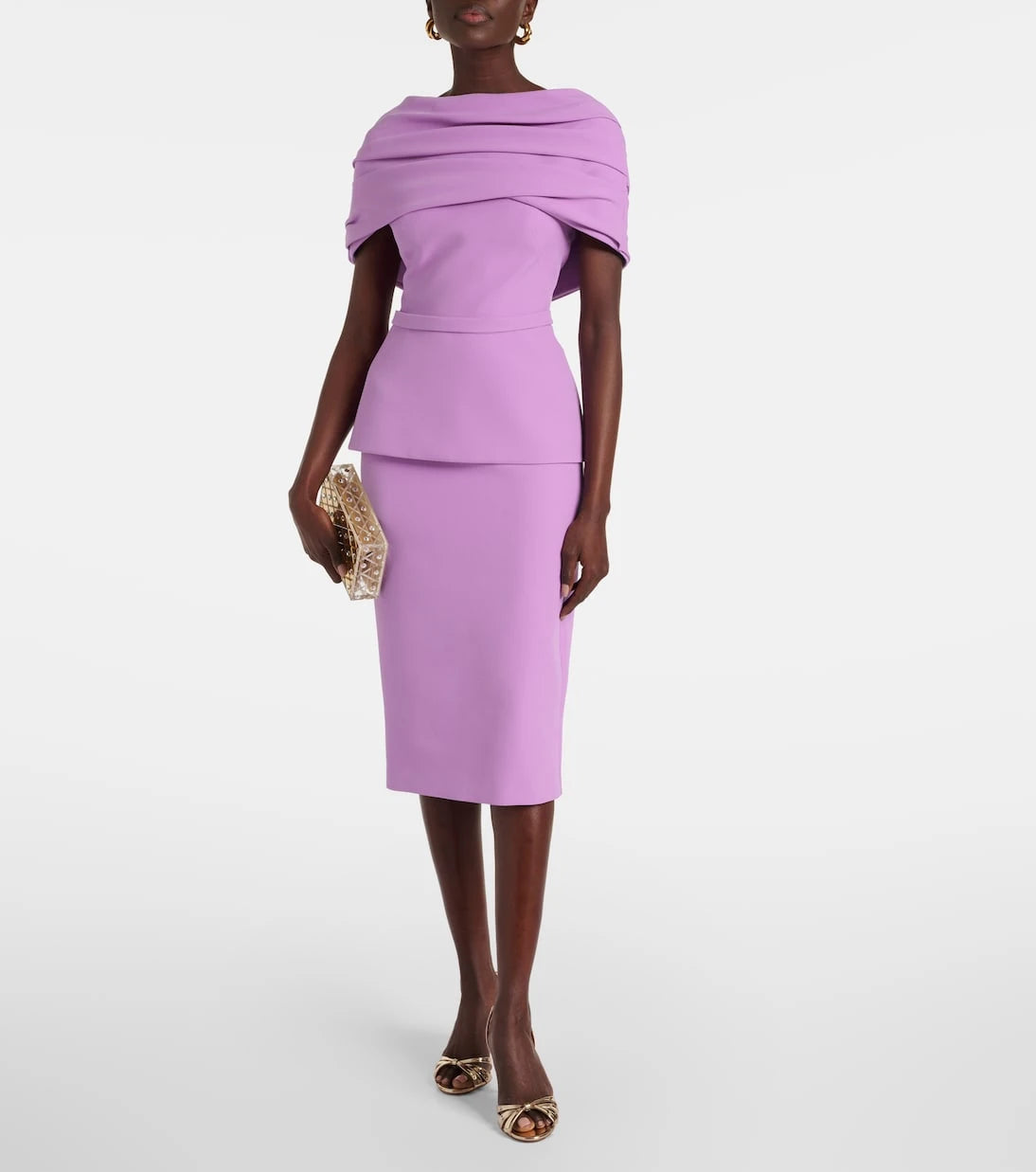 Safiyaa - Loura draped peplum crêpe midi dress