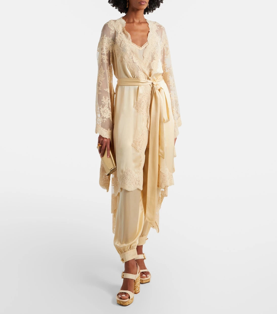 Zimmermann - Como lace-trimmed draped silk midi dress