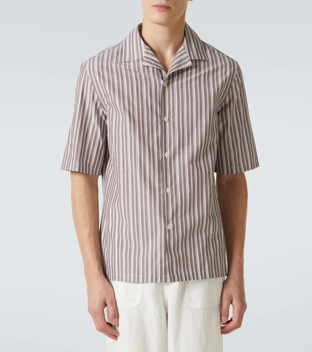 Brunello Cucinelli - Striped cotton bowling shirt