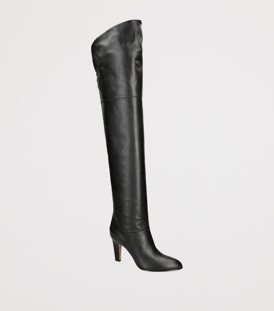 Chloé Black Leather Eve Over-The-Knee Boots 85