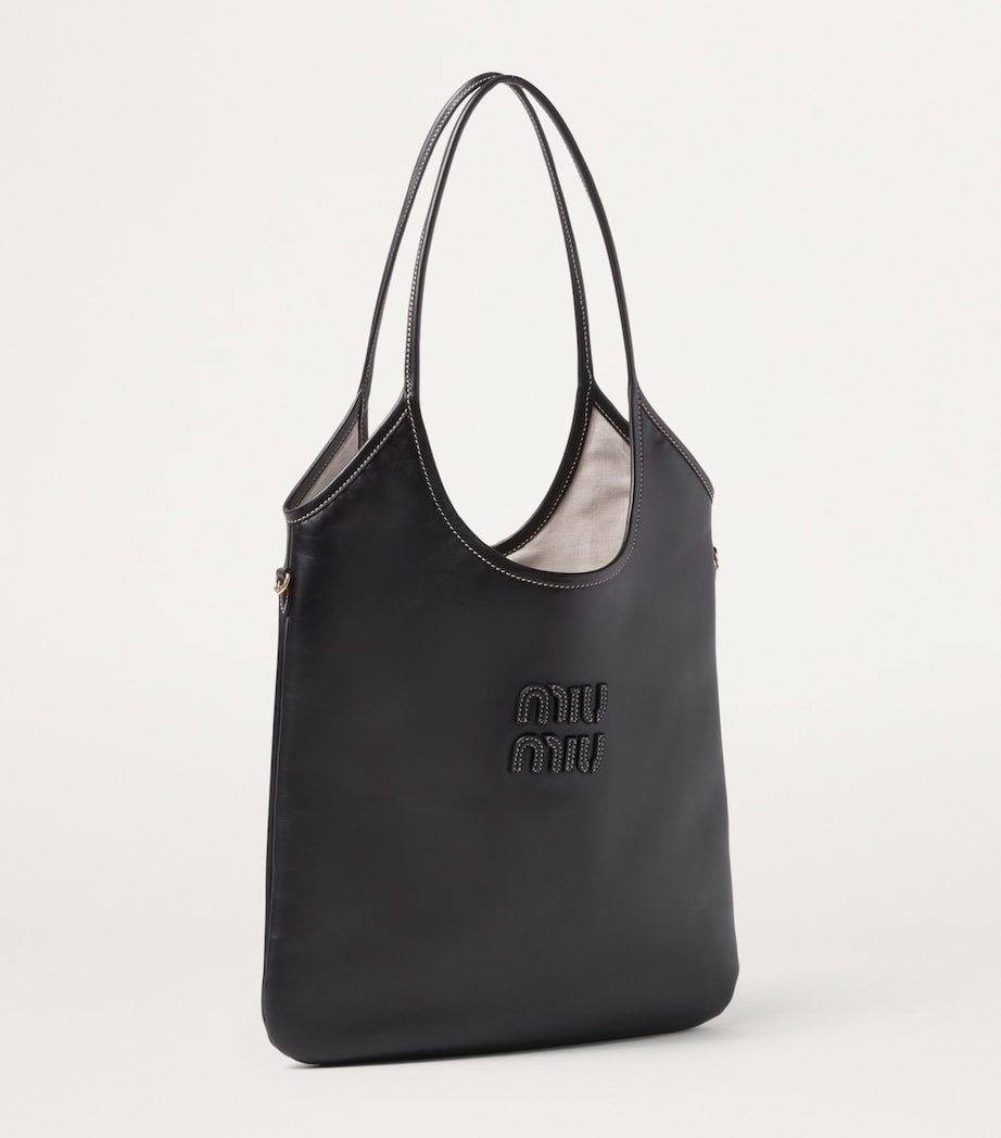 Black Leather Ivy Tote Bag