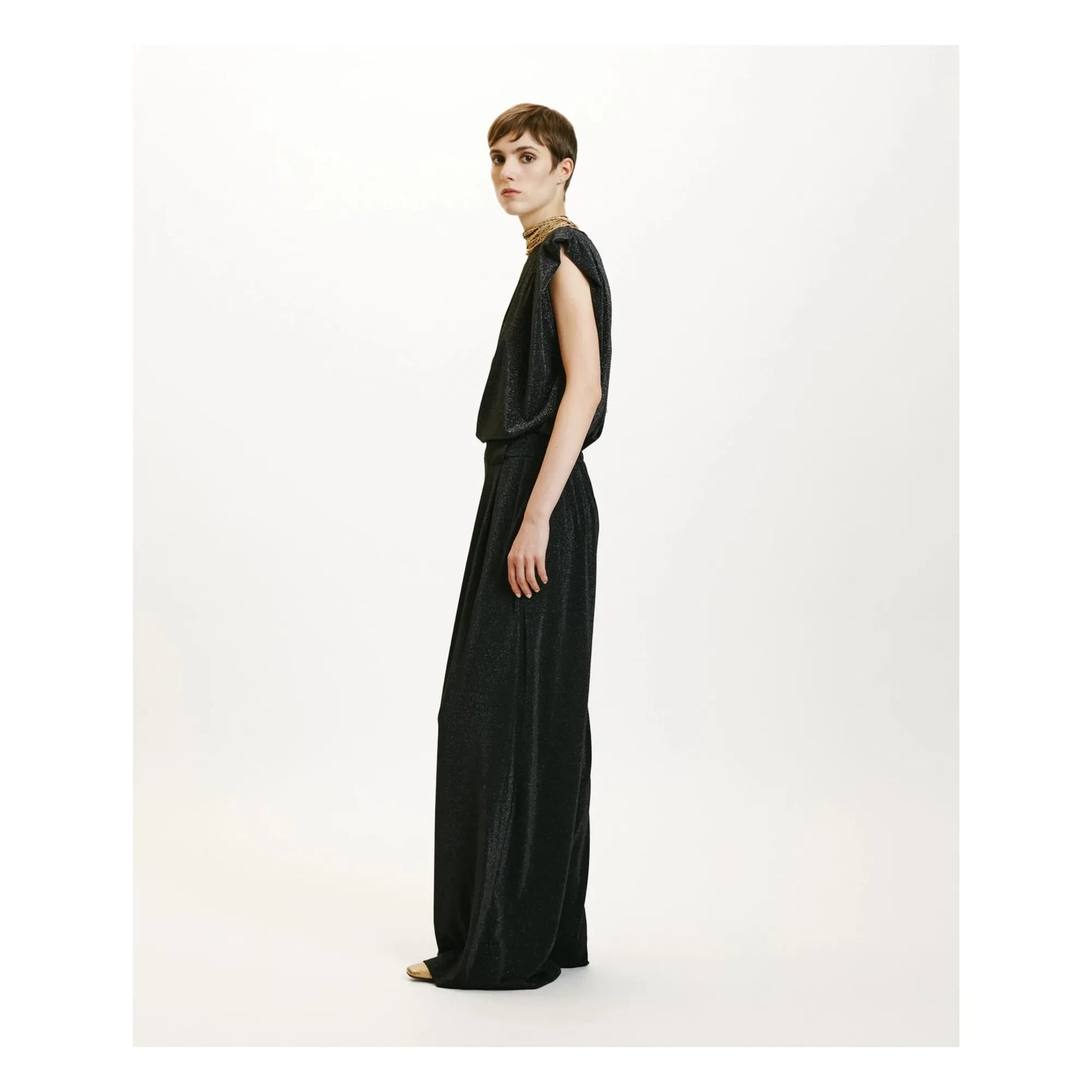 Momoni - Aspen Metallic Pants | Silver grey