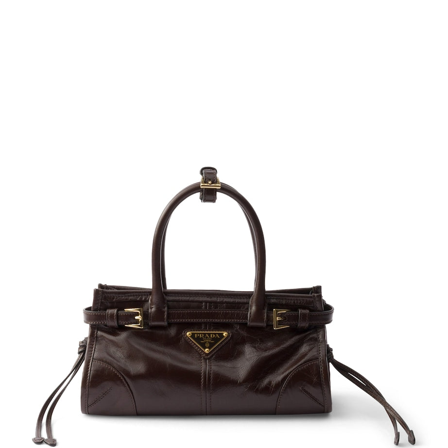 Prada Brown Mini Leather Bonnie Top-Handle Bag