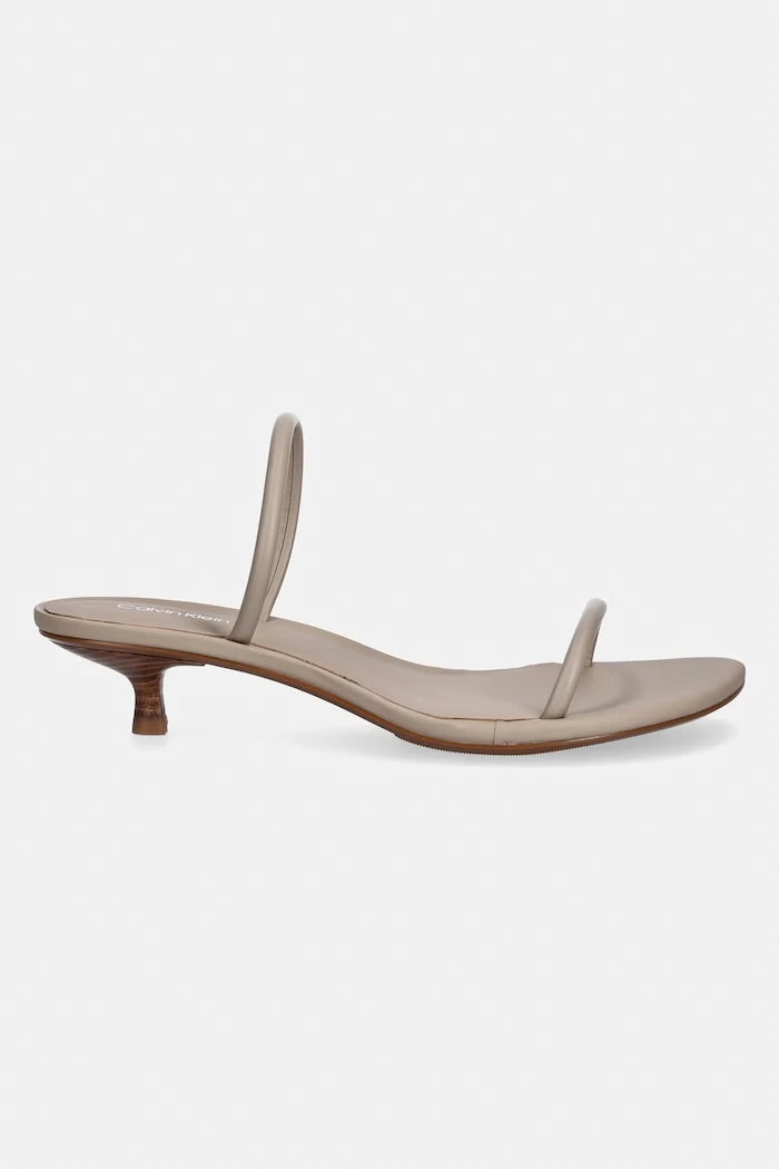 Calvin Klein deri ince topuklu sandalet KITT HEEL SNDL DOUBLE STRAP LTH