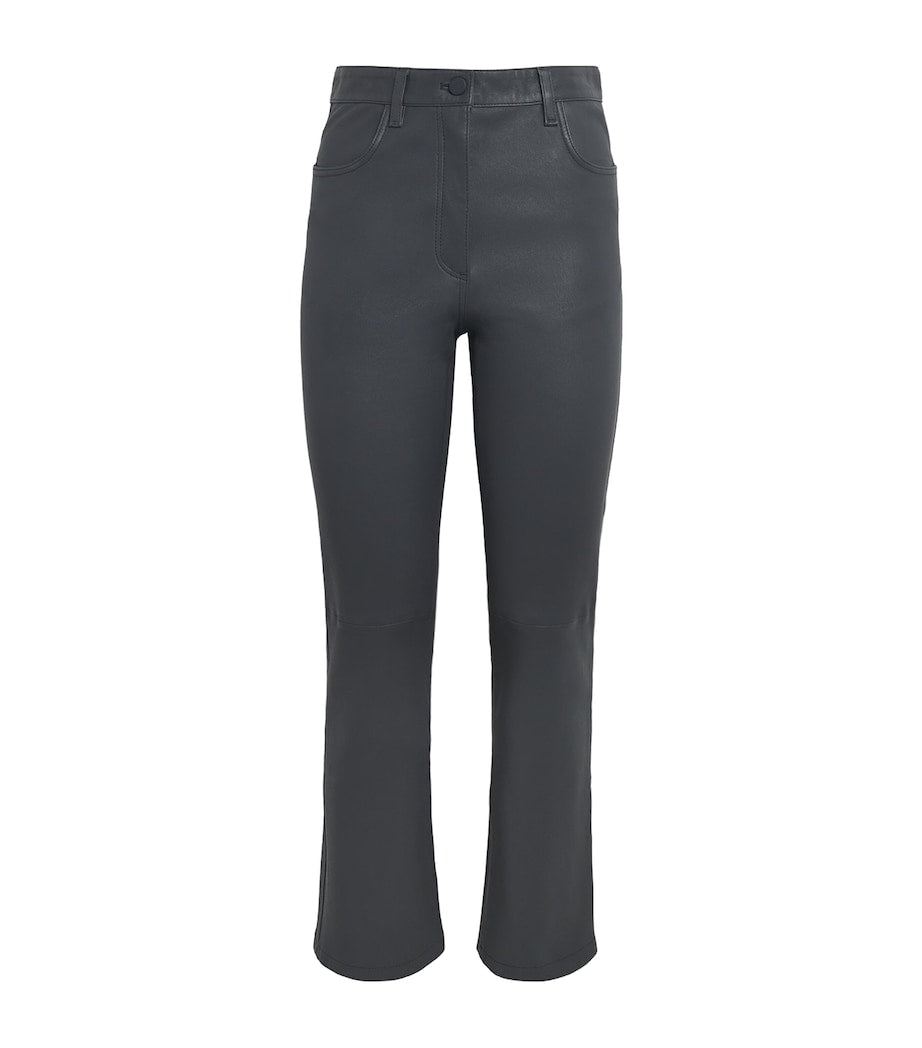 Joseph Grey Lambskin Tafira Flared Trousers