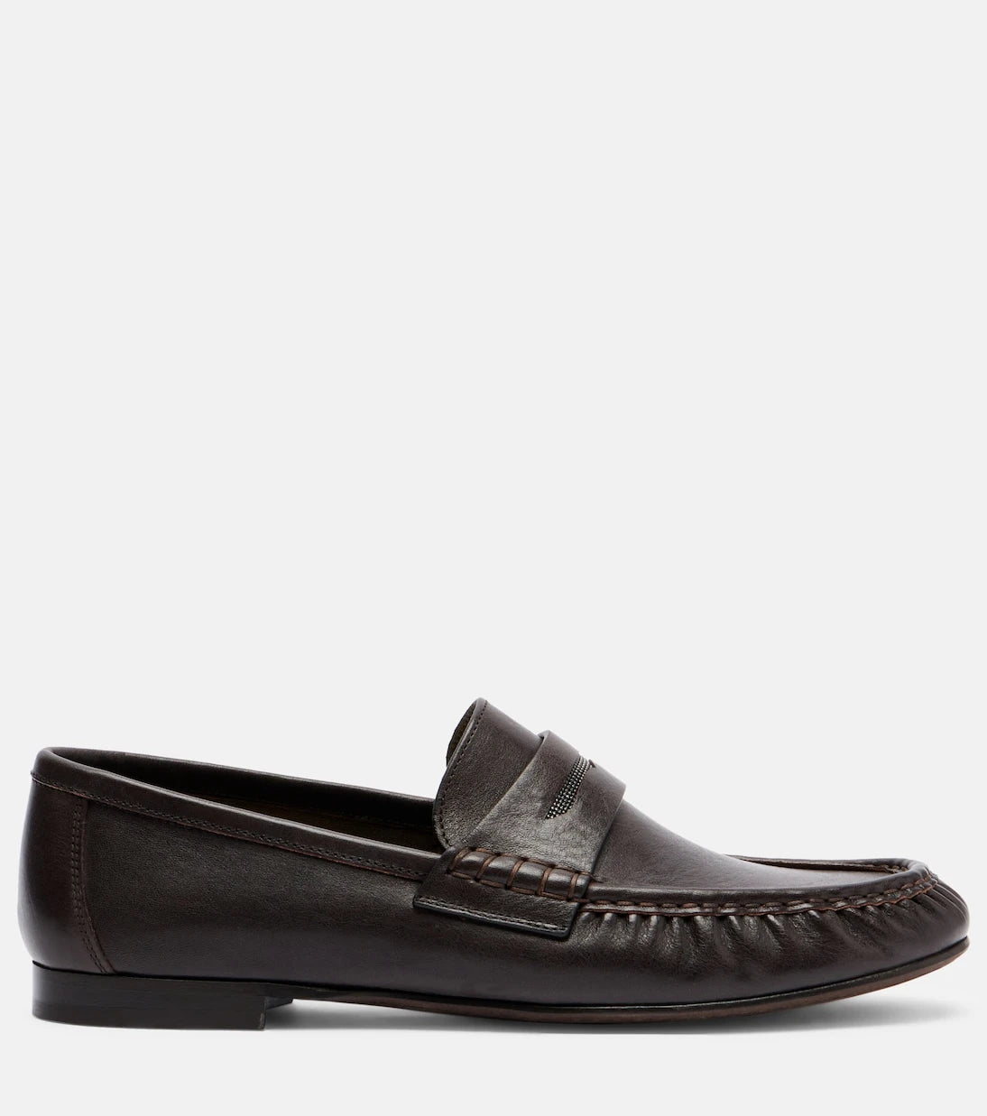 Brunello Cucinelli - Monili leather penny loafers