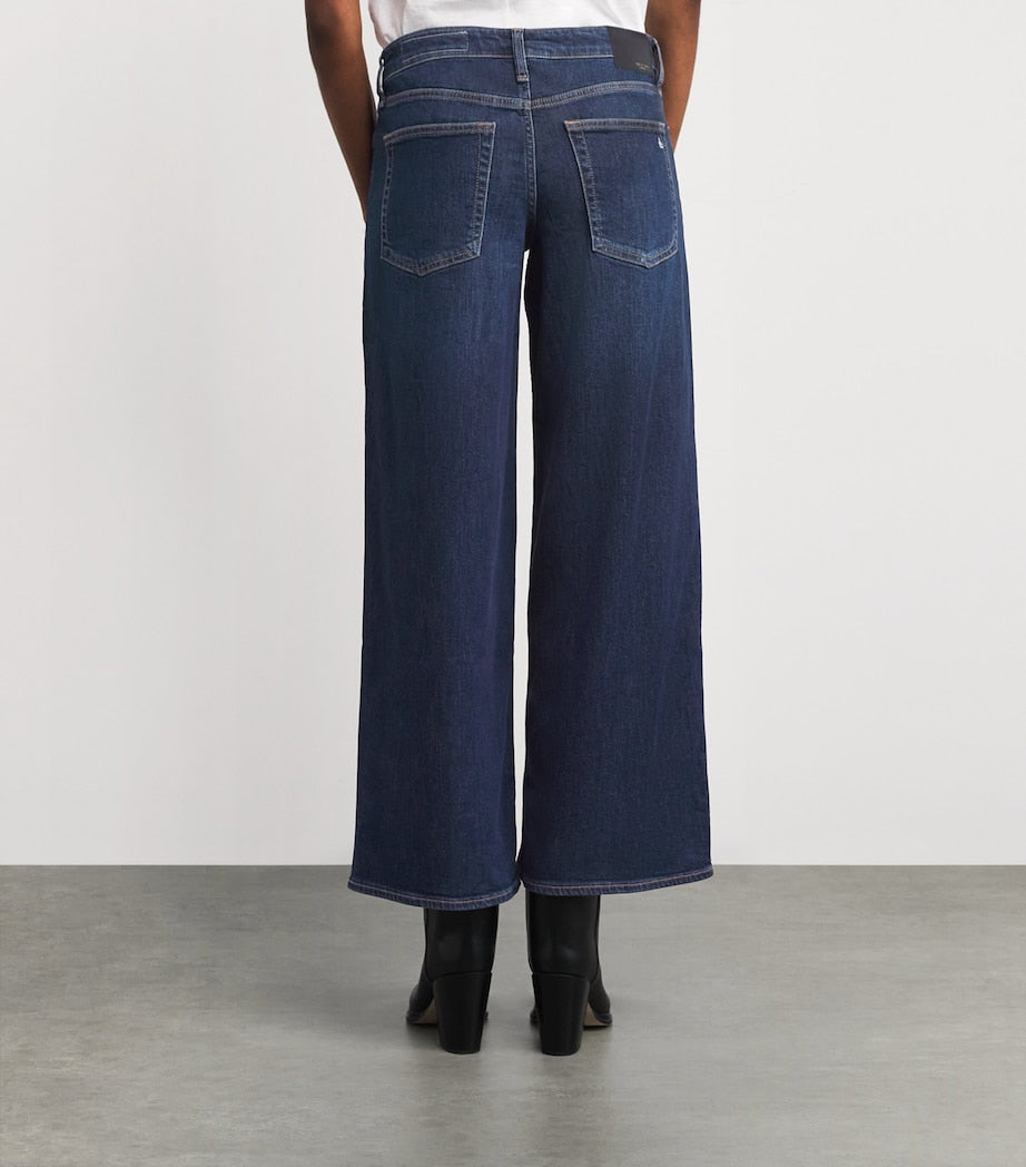 Rag & Bone Blue Aiden Low-Rise Wide-Leg Jeans