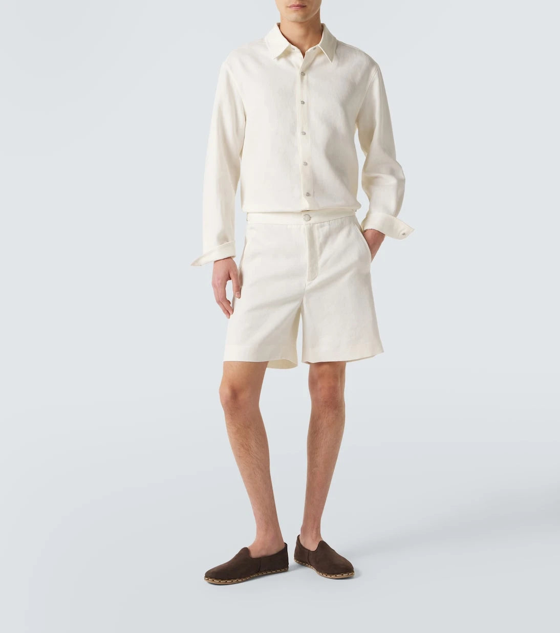 God's True Cashmere - Linen shirt with moonstone