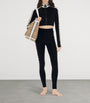 Burberry Black Stretch-Jersey Check Zip-Up Crop Top