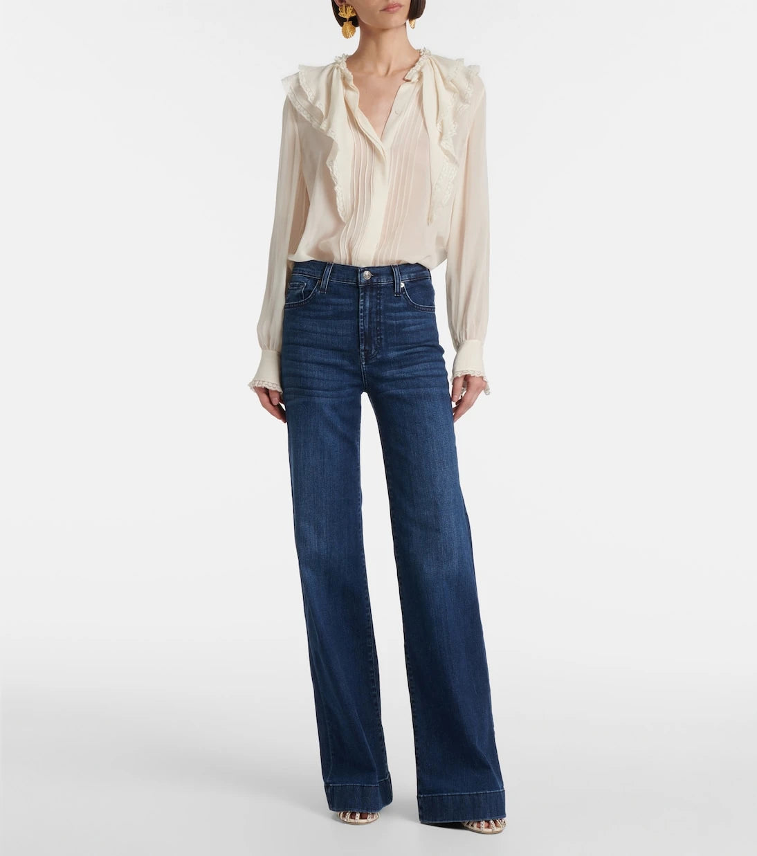 7 For All Mankind - بنطلون جينز مودرن دوجو واسع بخصر عالٍ
