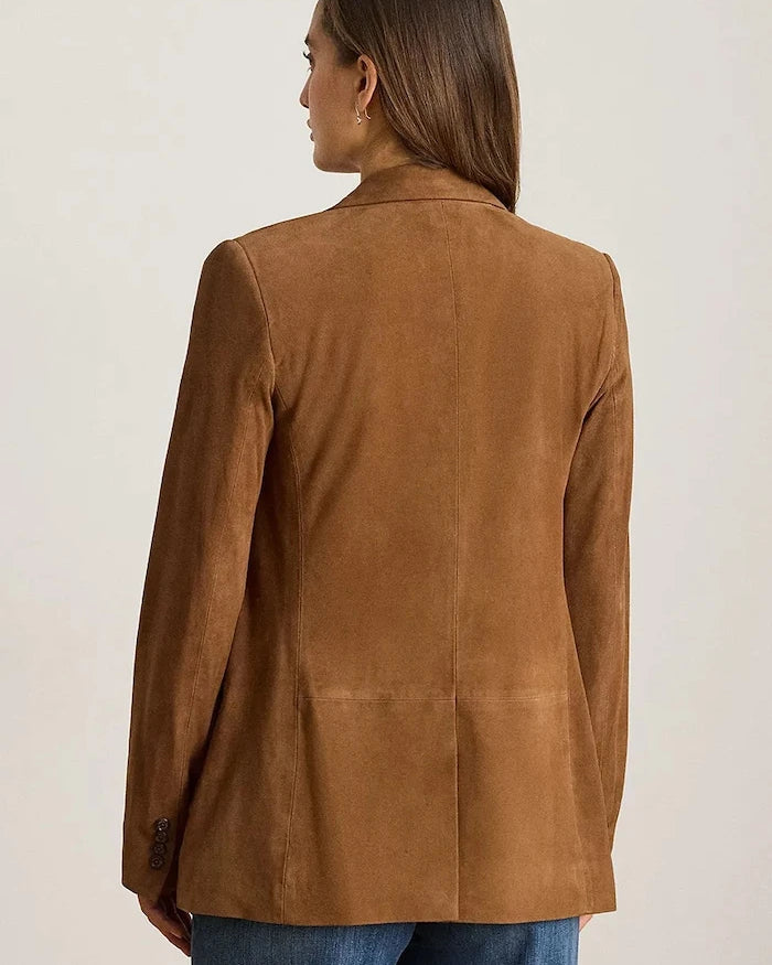 Lauren Ralph Lauren tek düğmeli kadın süet ceket