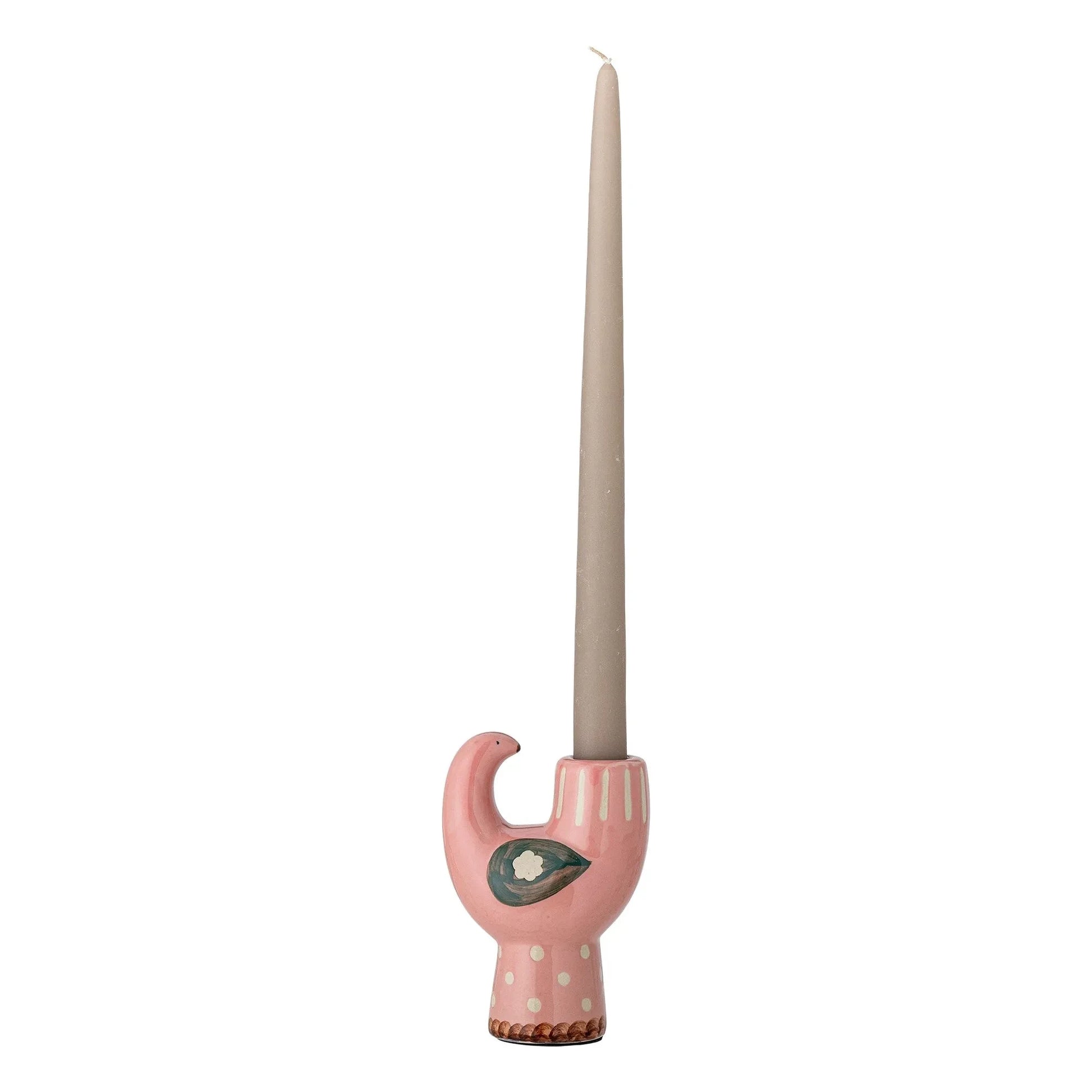 Bloomingville - Stoneware bird candlestick Trudy | Pink
