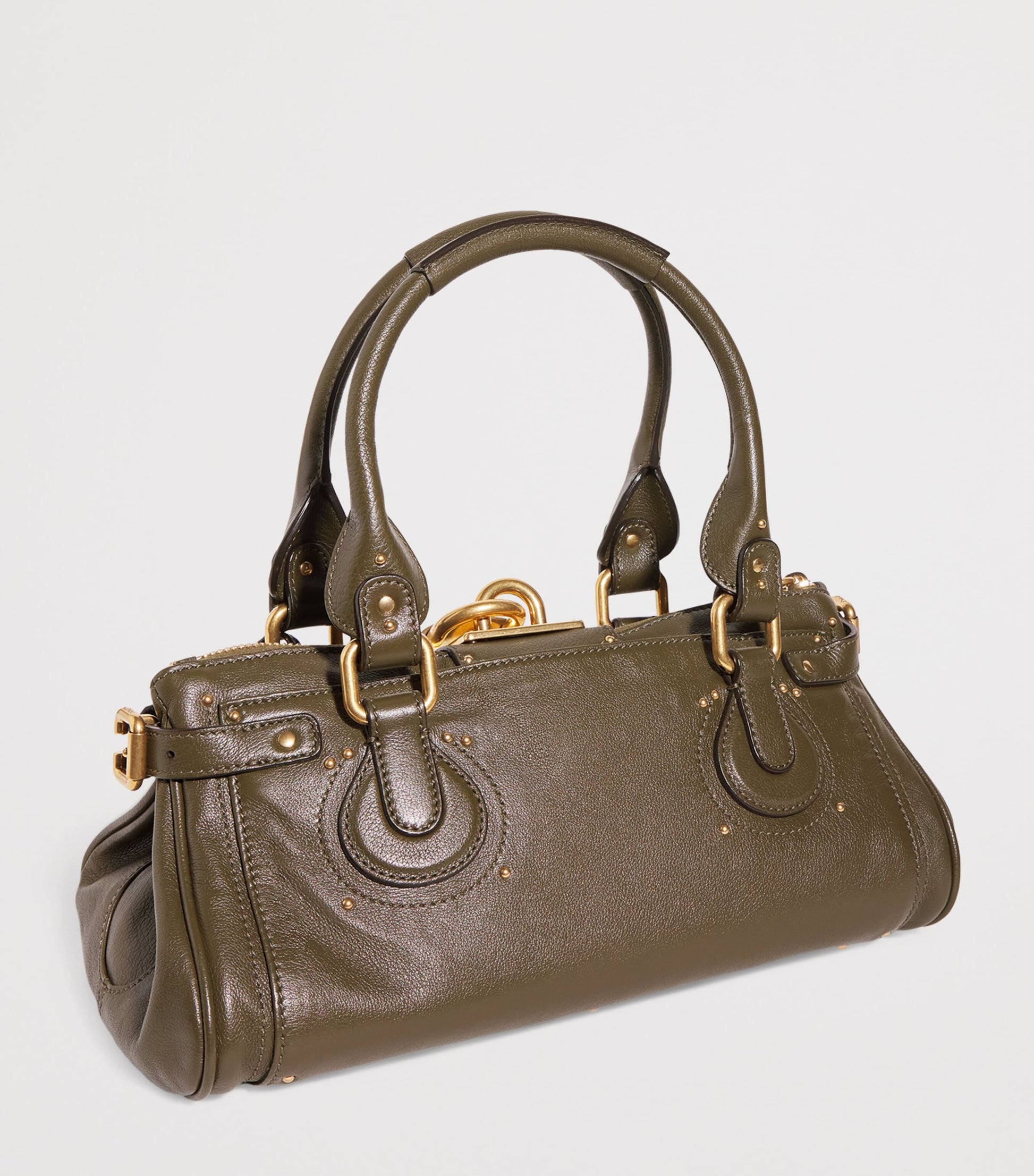 Green Medium Leather Spin Tote Bag