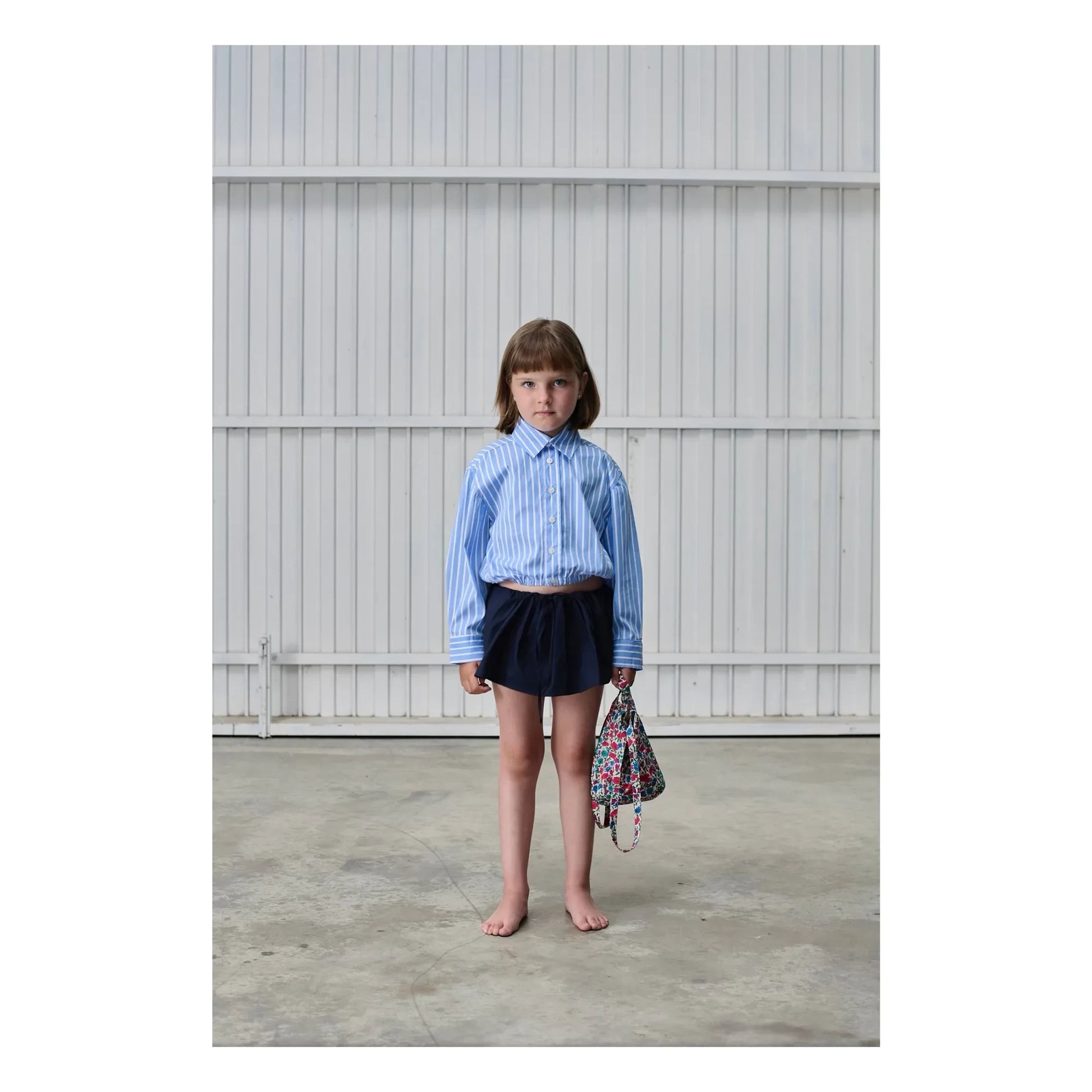 Tangerine - Striped Elasticated Short Shirt | Light Blue