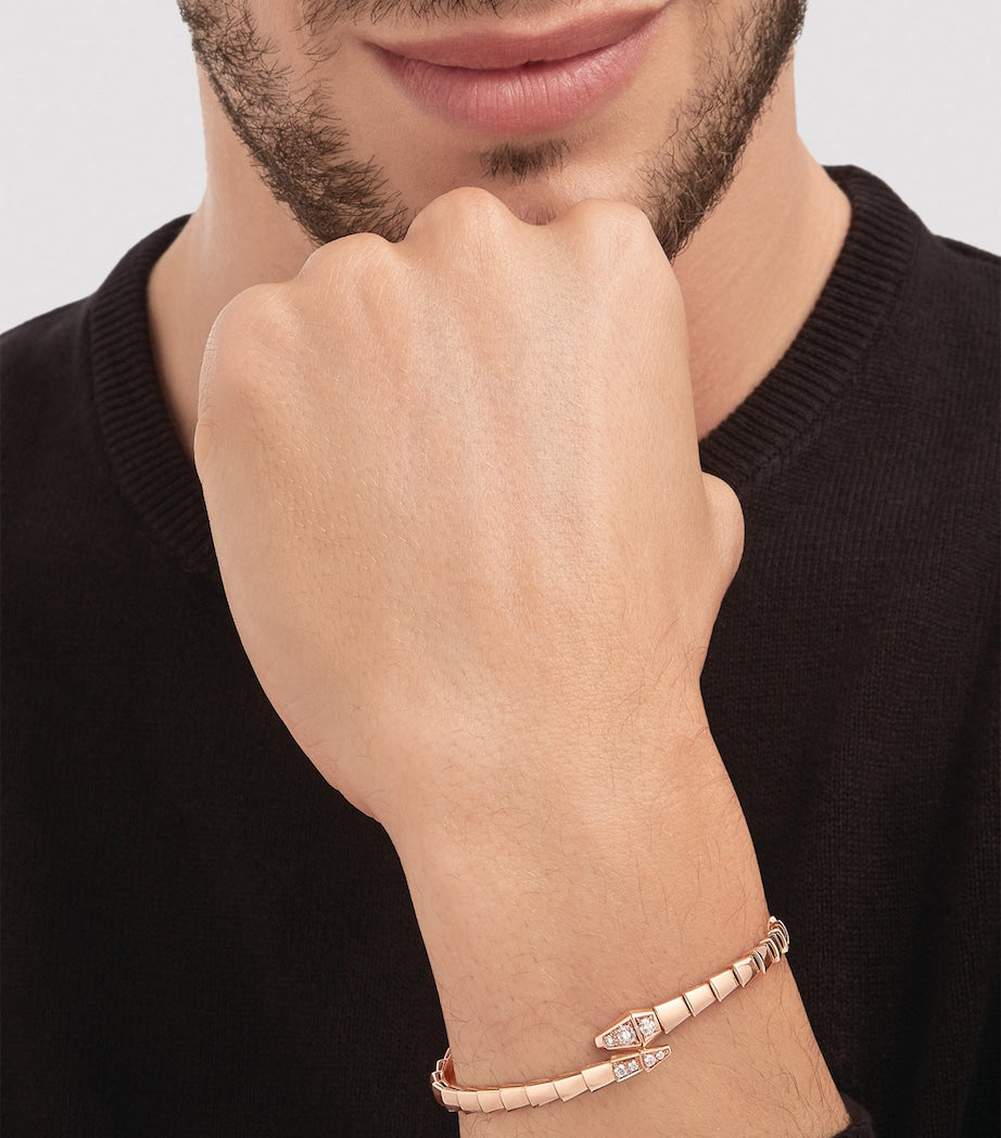 Medium Rose Gold and Diamond Serpenti Viper Bracelet