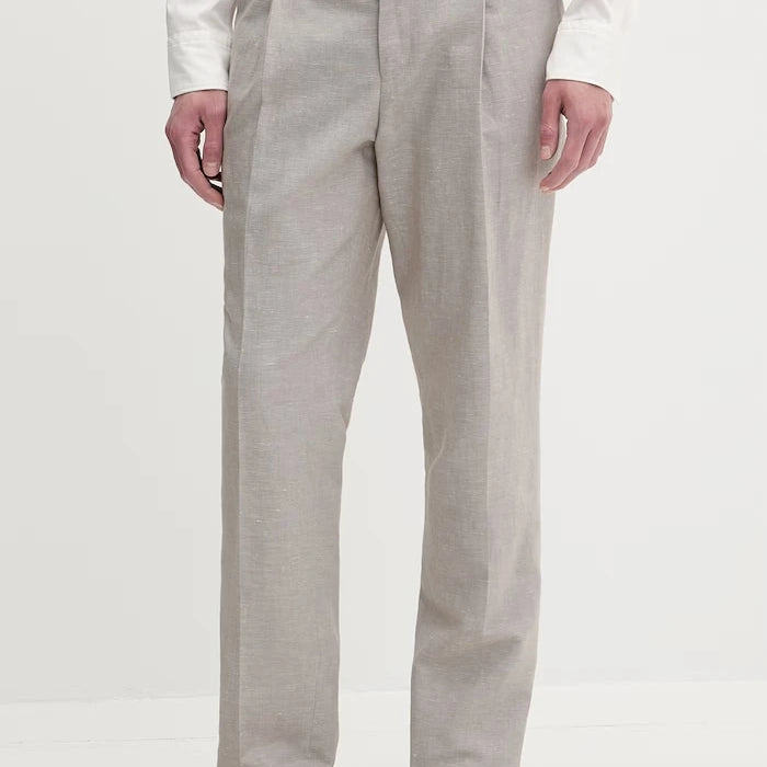 HUGO slim fit erkek pantolon keten karışımlı Getlin251F3