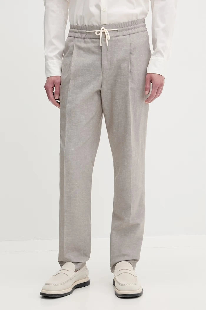 HUGO slim fit erkek pantolon keten karışımlı Getlin251F3