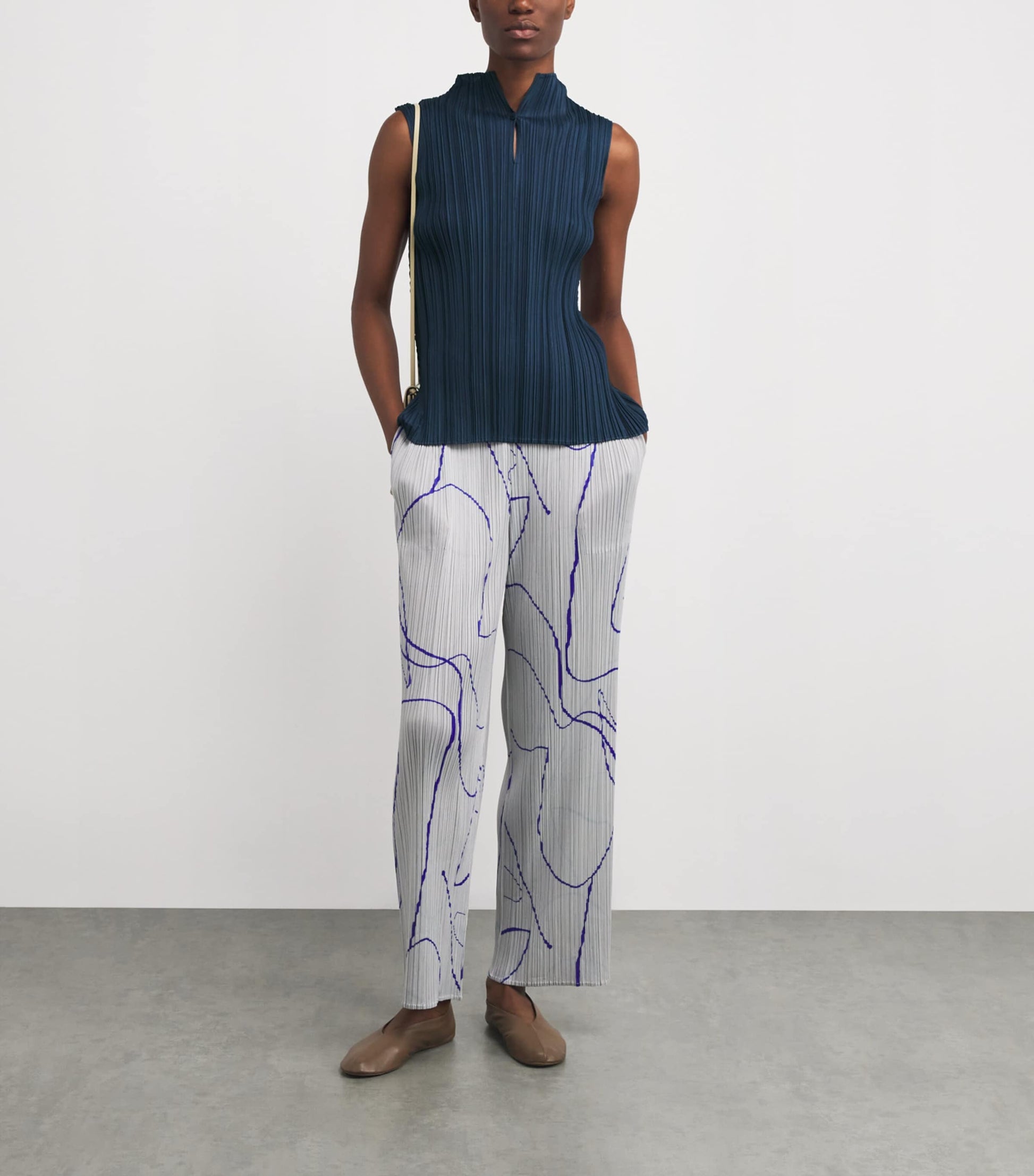 Blue Mellow Pleats Top