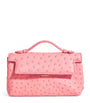 Analeena Pink Ostrich Leather Top-Handle Bag