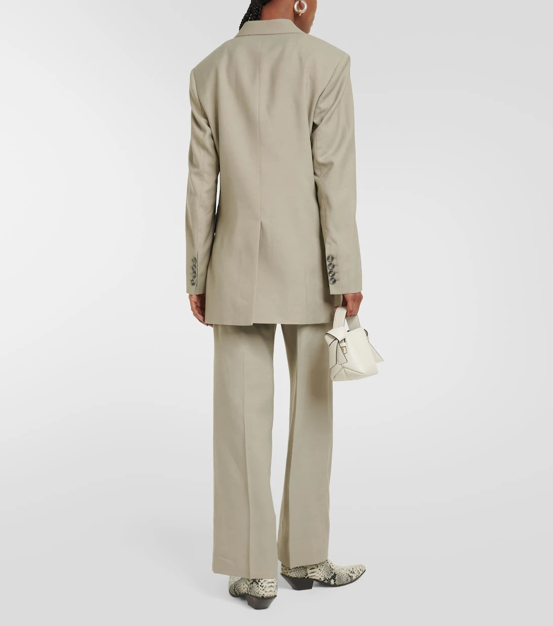 Acne Studios - سترة بليزر صوف بنقشة متعرجة مزدوجة الصدر