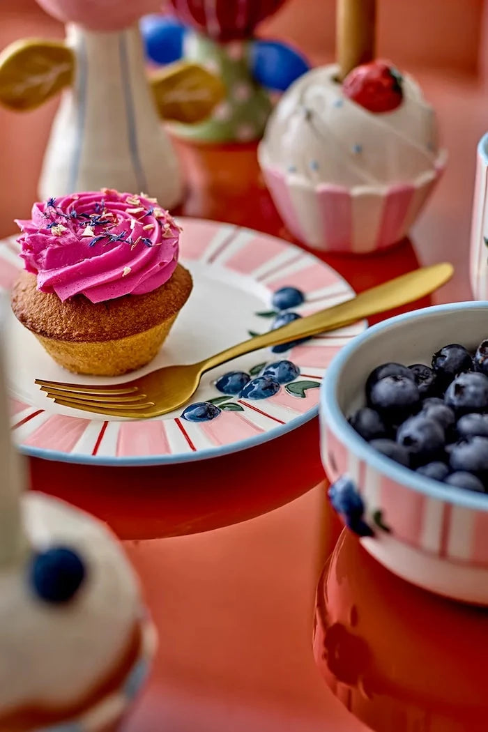 Bloomingville Carry 20,5 cm Desenli Tatlı Tabağı Seti (4 Parça)