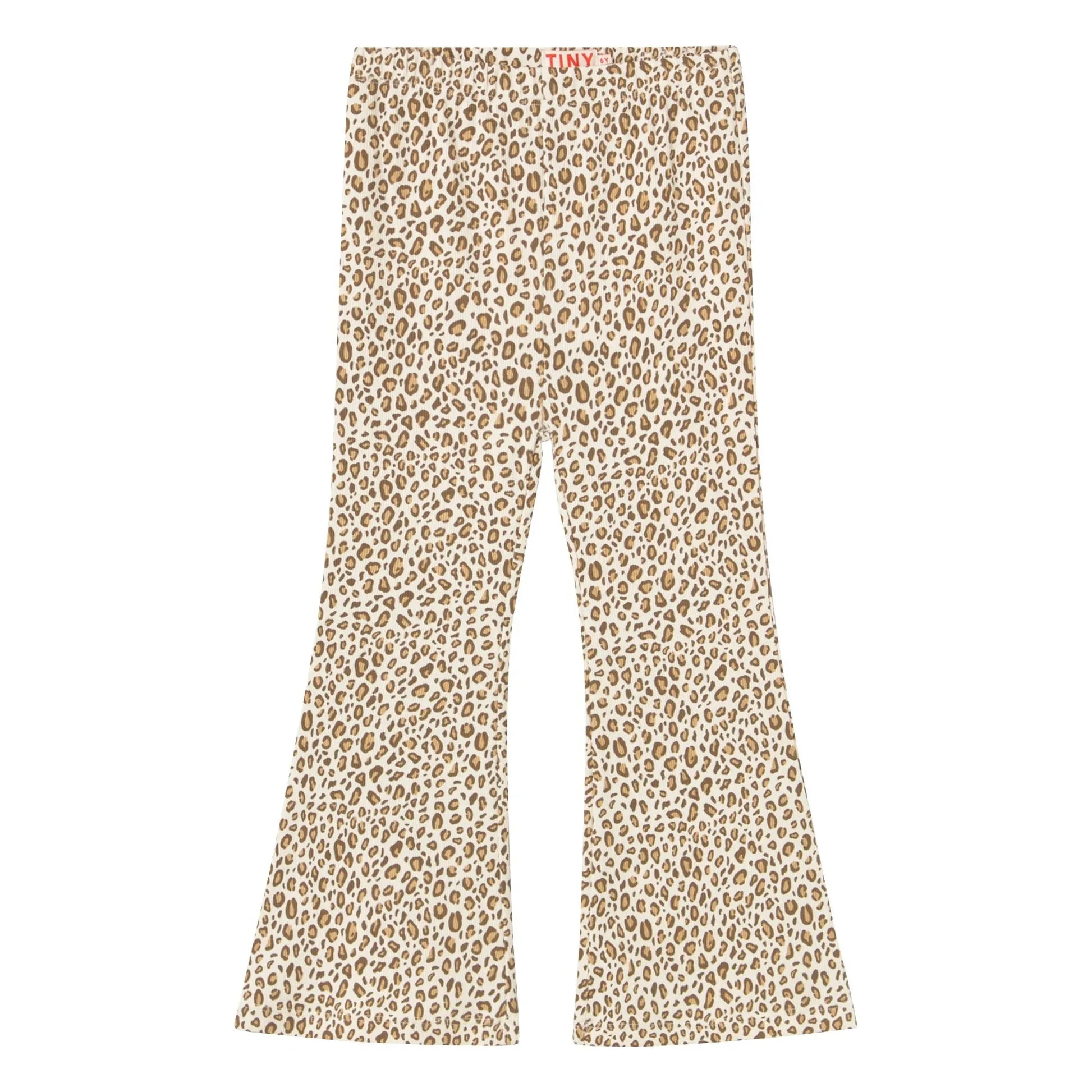 Tinycottons - Organic Cotton Leopard Rib Flare Pants | Beige