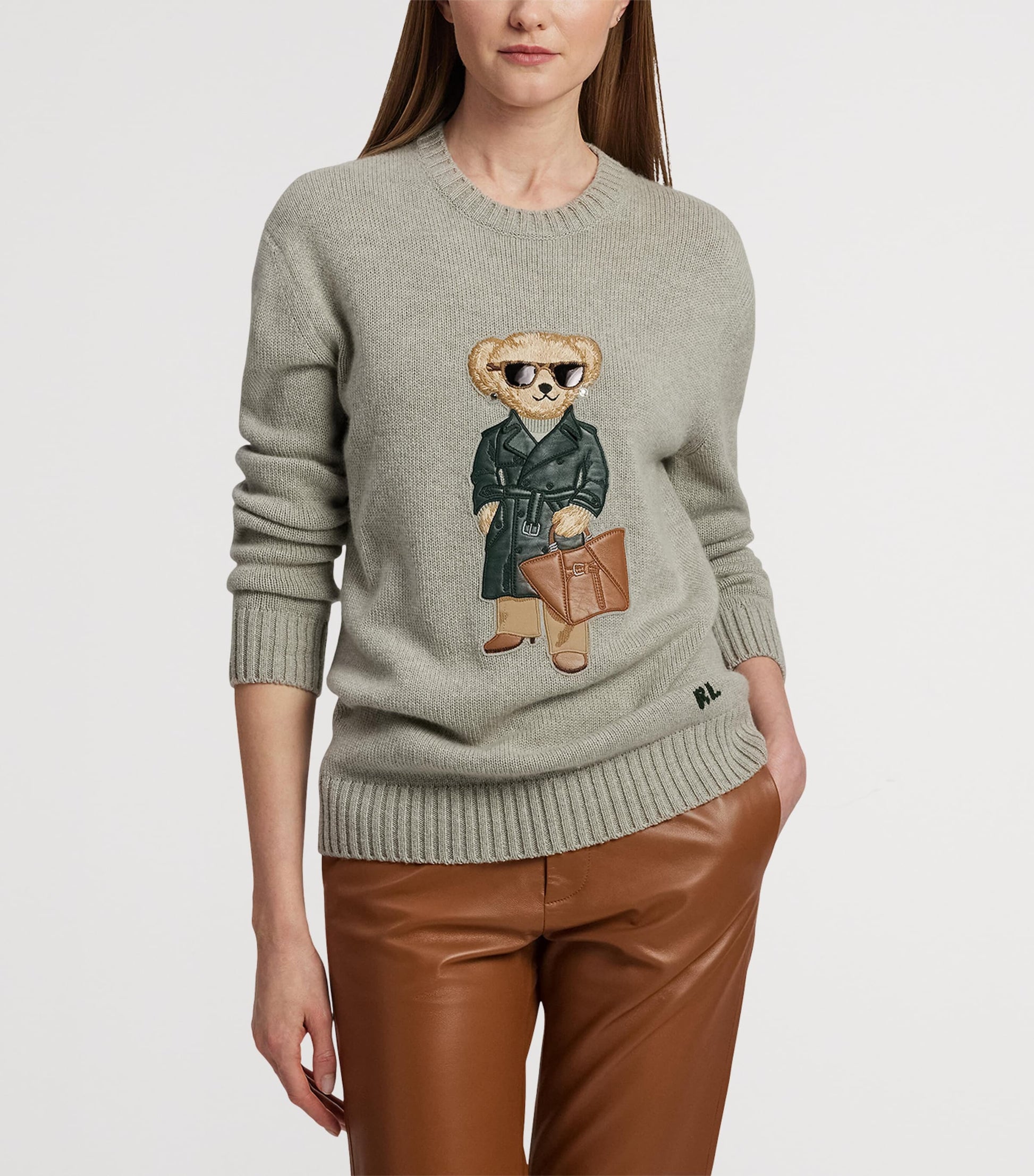 Ralph Lauren Collection Grey Cashmere Polo Bear Jumper