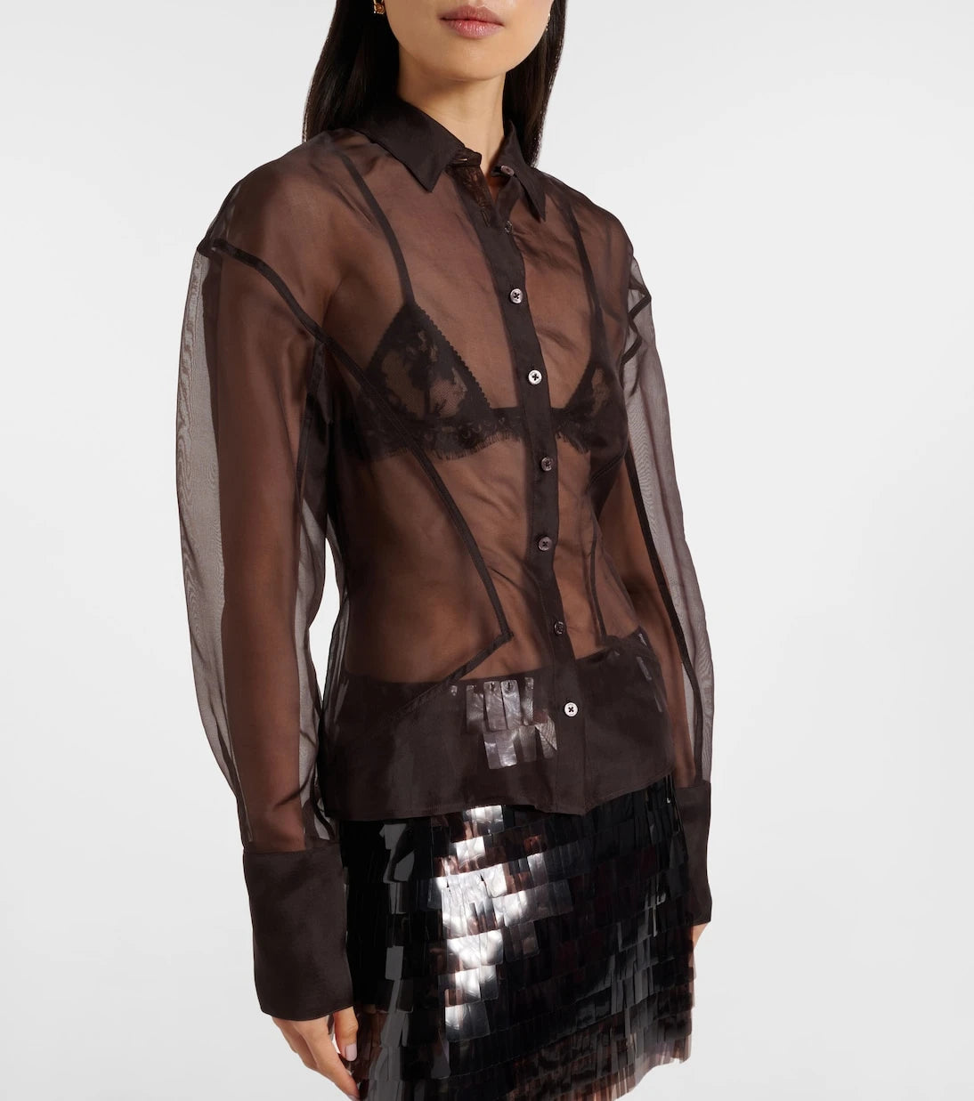 Staud - Aida sheer silk organza shirt