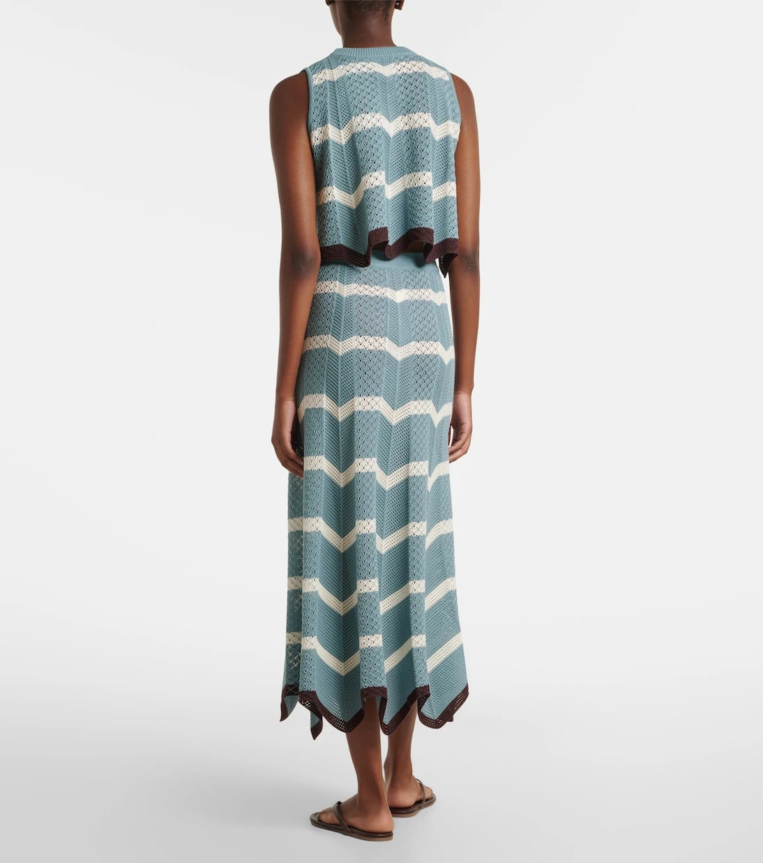 La DoubleJ - Chevron crochet cotton midi skirt
