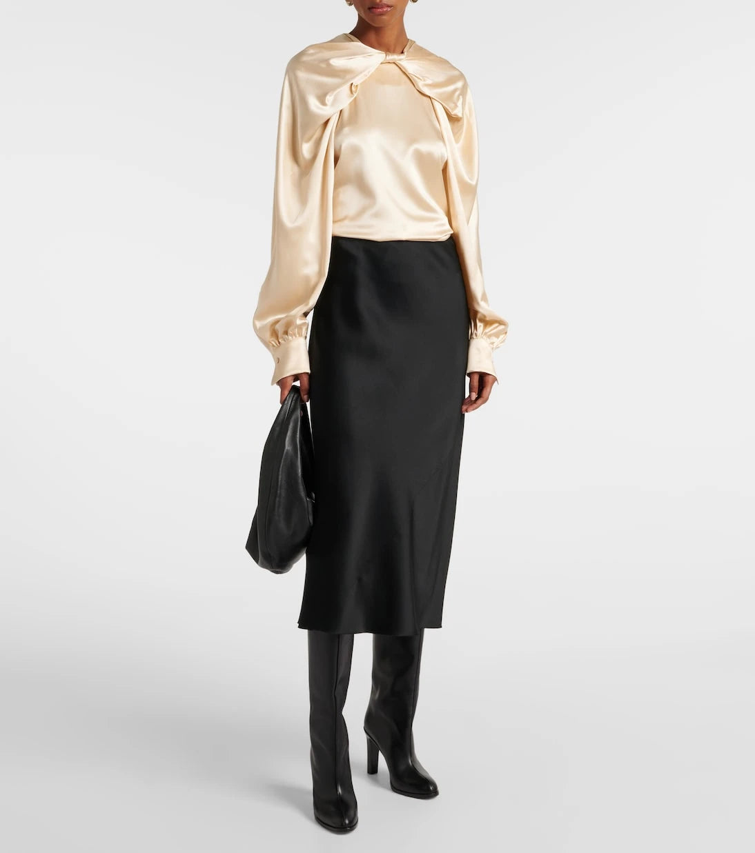 Max Mara - Elegante Key torchon silk satin blouse