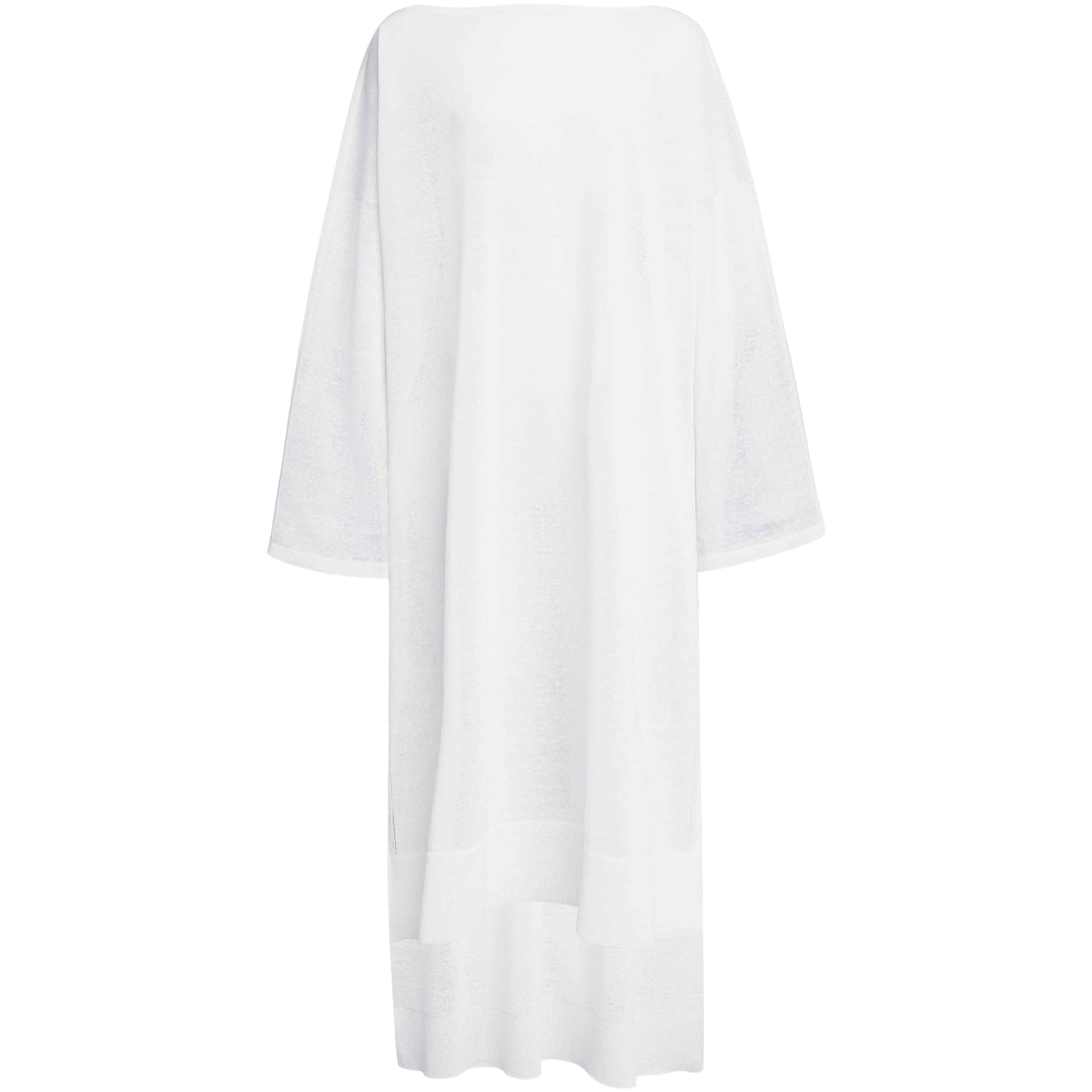 White Linen-Silk Kaftan Dress