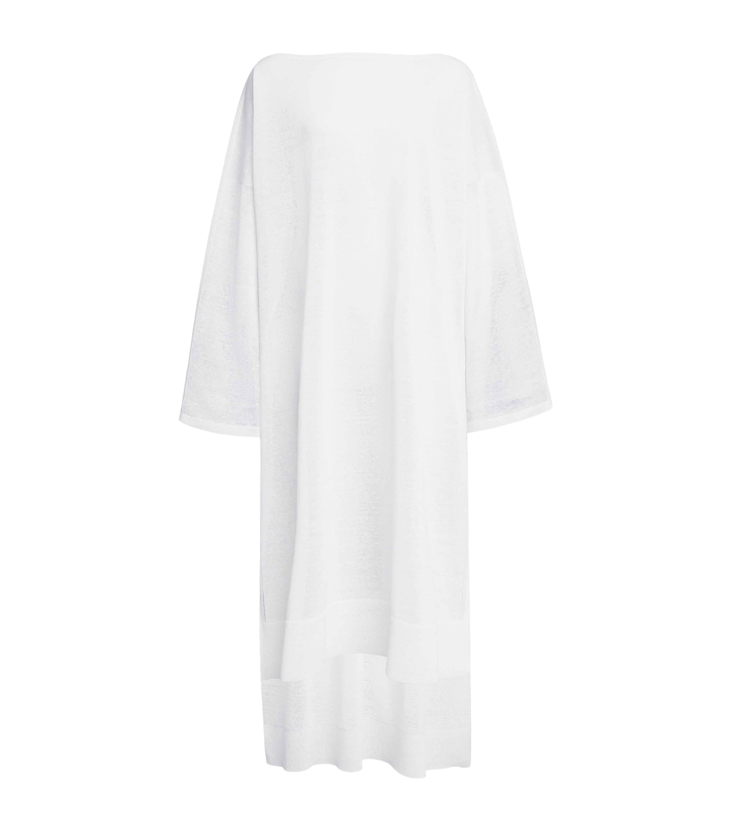 White Linen-Silk Kaftan Dress