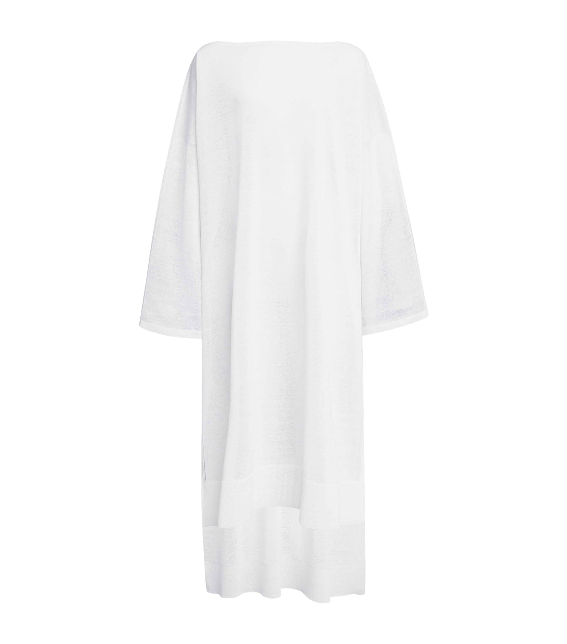 White Linen-Silk Kaftan Dress