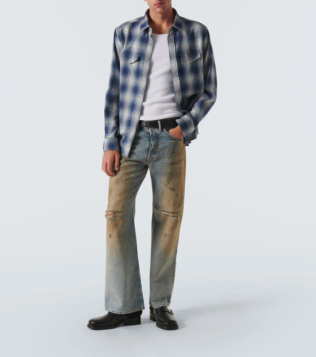 Acne Studios - جينز واسع الساق بتصميم بالٍ 2021M