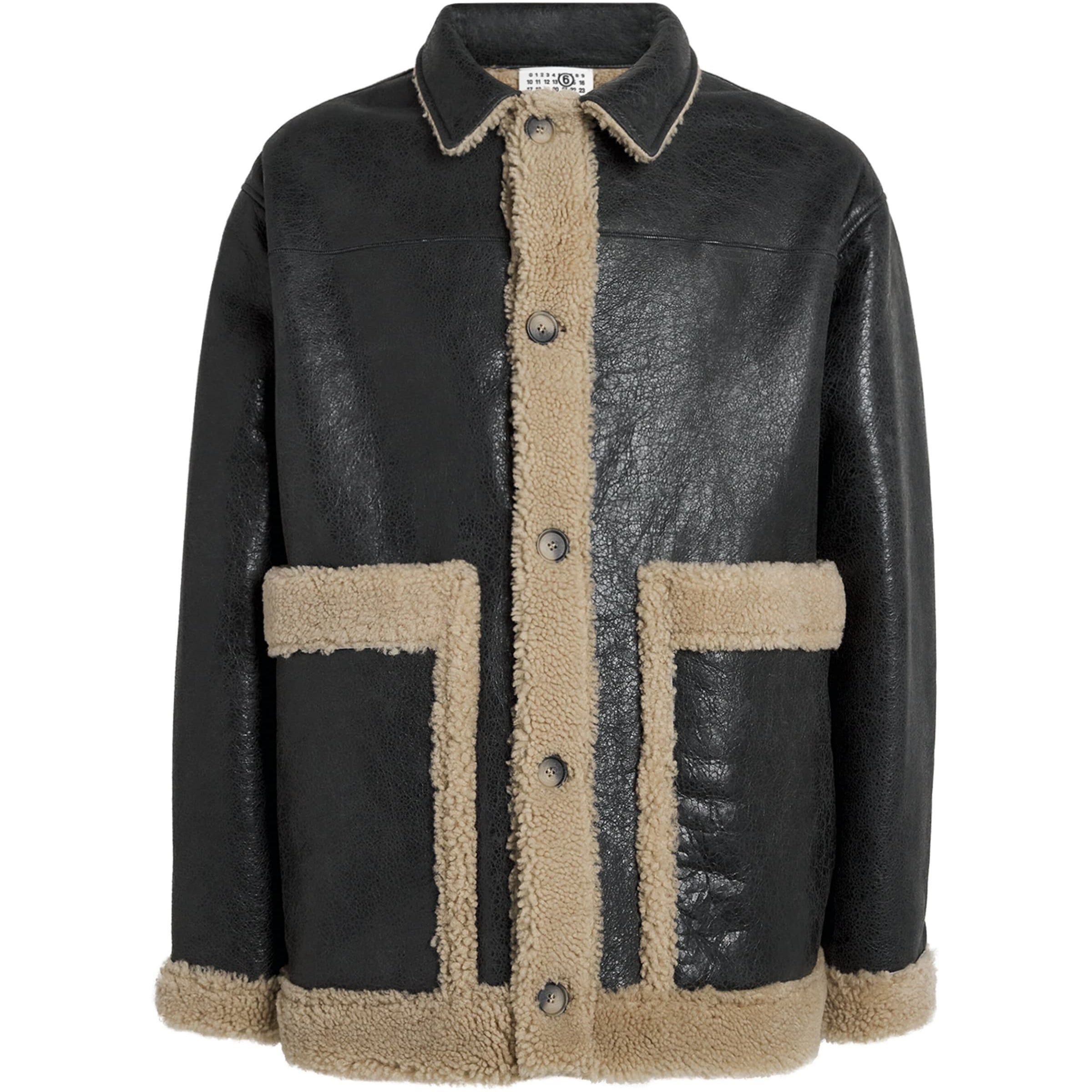 MM6 Maison Margiela Beige Leather Shearling Reversible Jacket