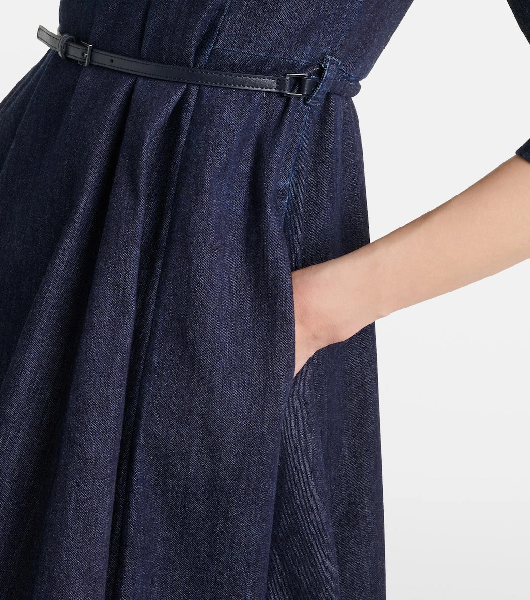 'S Max Mara - Vela embellished belted denim midi dress