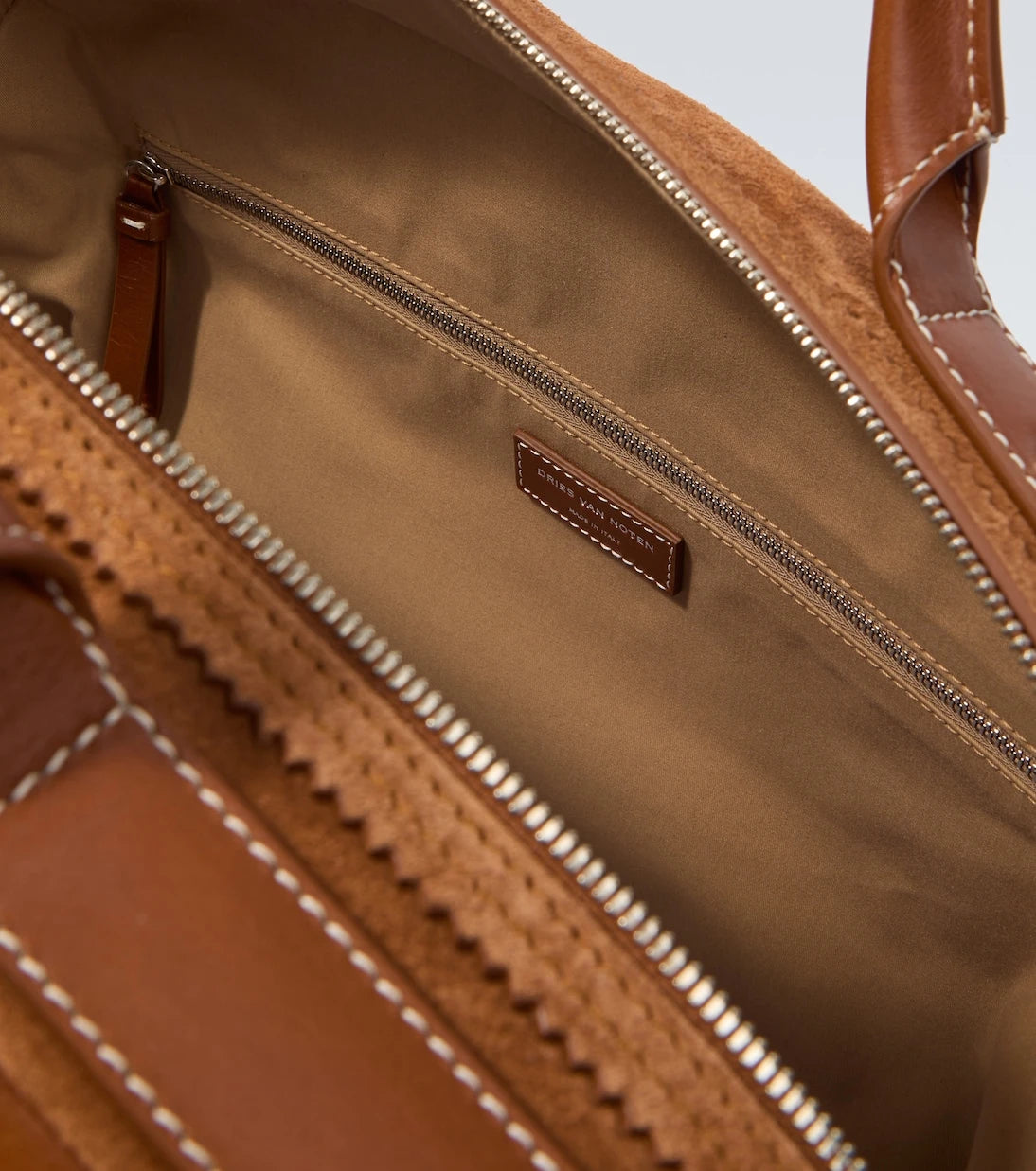 Dries Van Noten - Leather-trimmed suede duffel bag