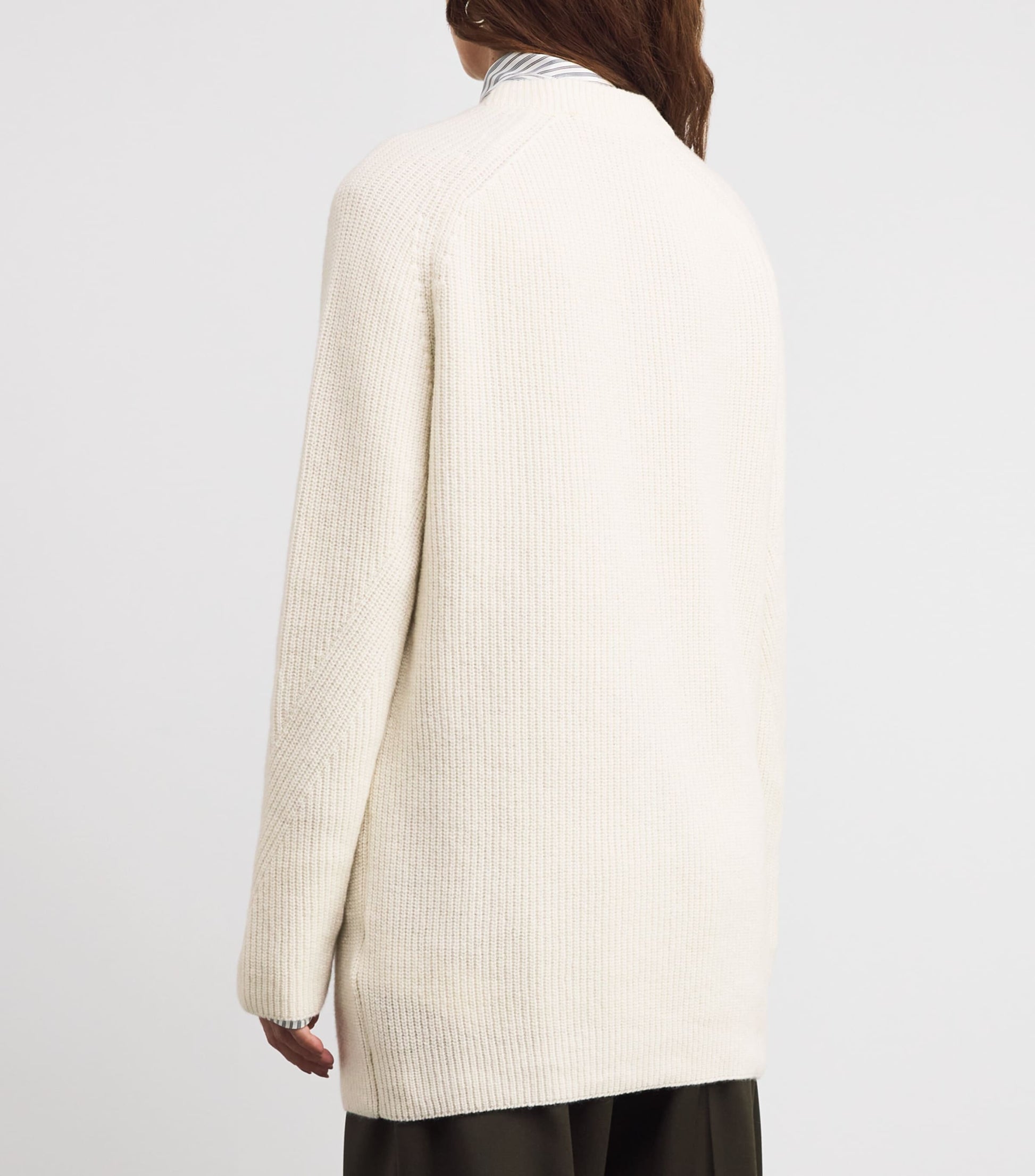 Falke White Virgin Wool-Blend Longline Cardigan