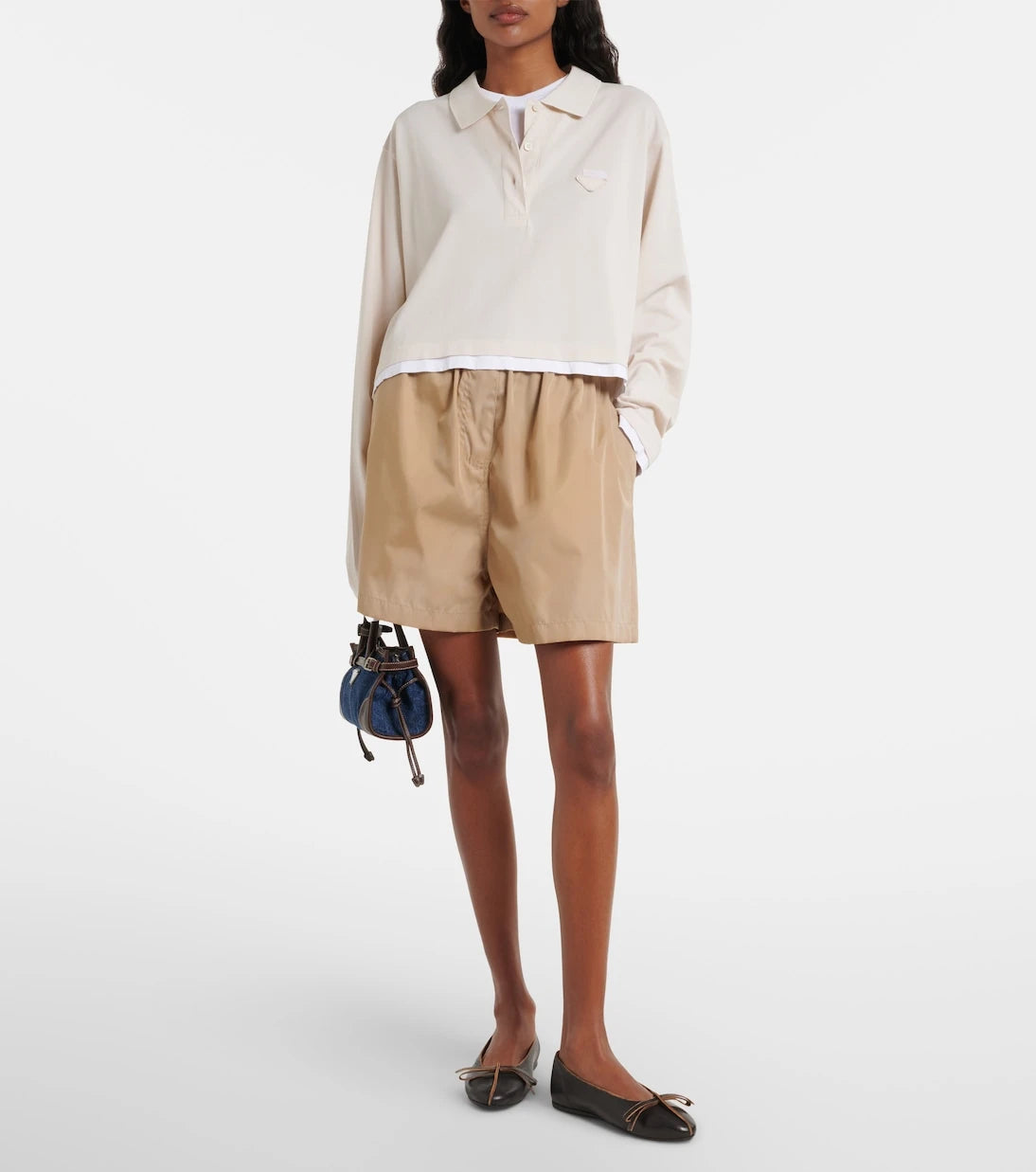 Prada - Cotton piqué and jersey polo shirt