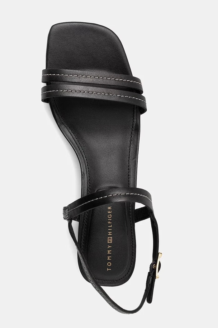 Tommy Hilfiger Düşük Topuklu Deri Sandalet Stitching