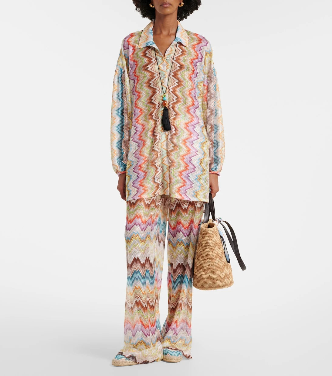 Missoni - Zigzag Large raffia basket bag